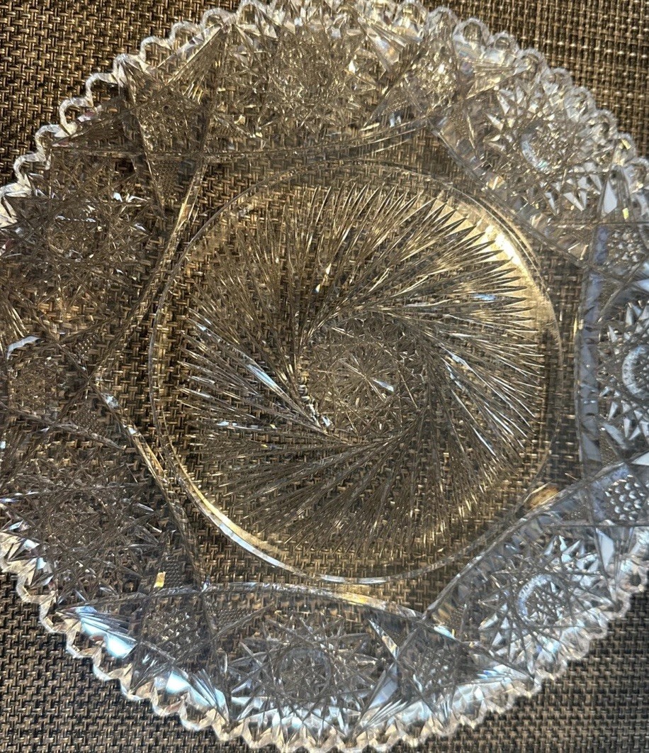 Antique ABP Brilliant Period Cut Glass 8 3/4”Serving Plate Circa 1905 – 1910