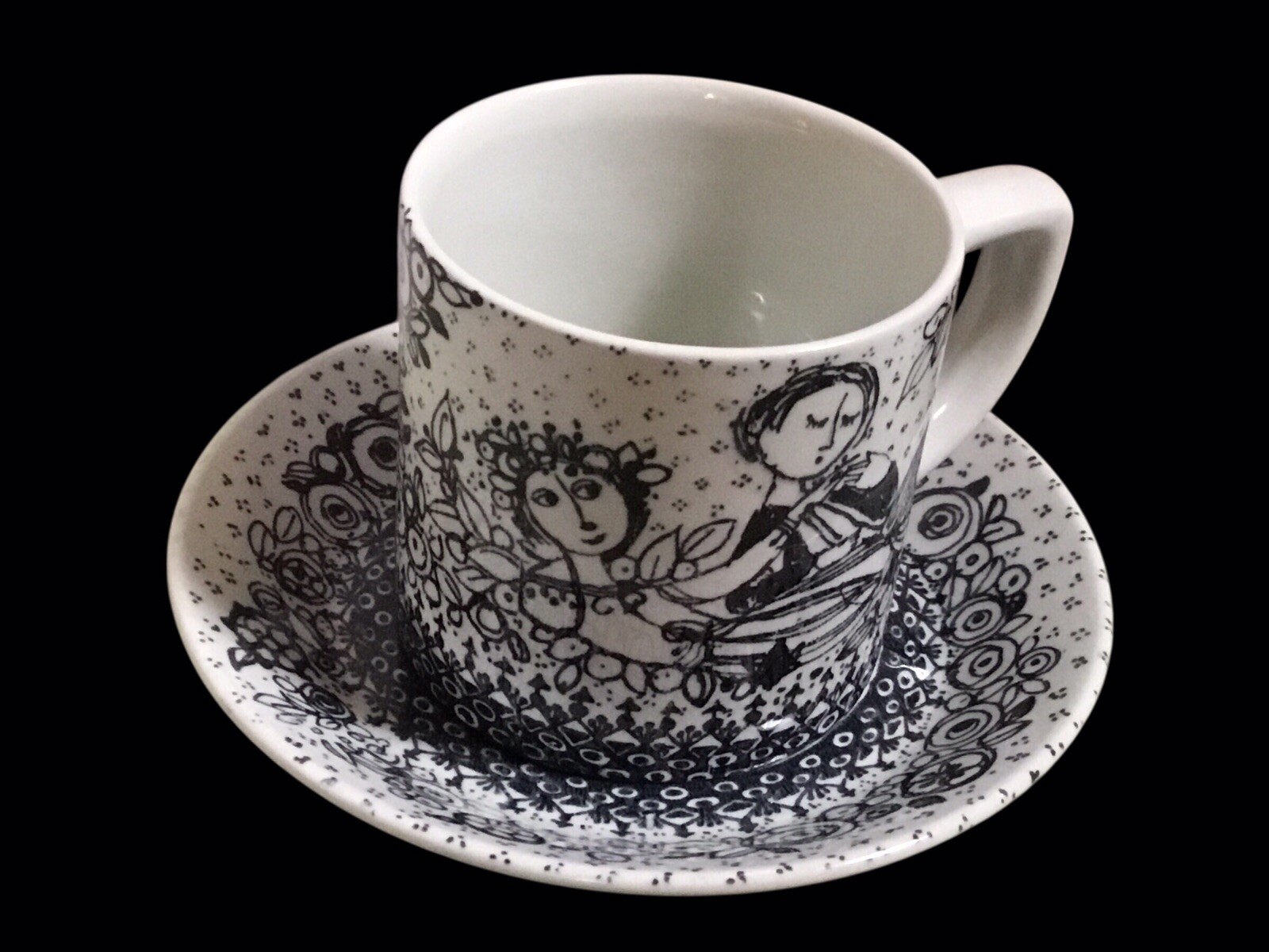 Bjorn Wiinblad Espresso Cup & Saucer The Seasons Spring 3089-1281 Denmark