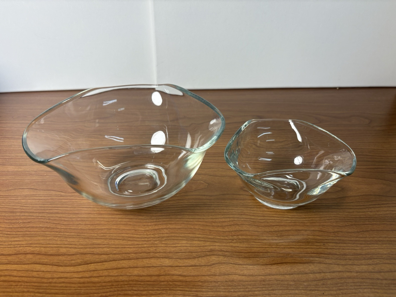 Set Of 2 Vintage Tri-Topped Mid Century Asymmetrical Serving Bowls