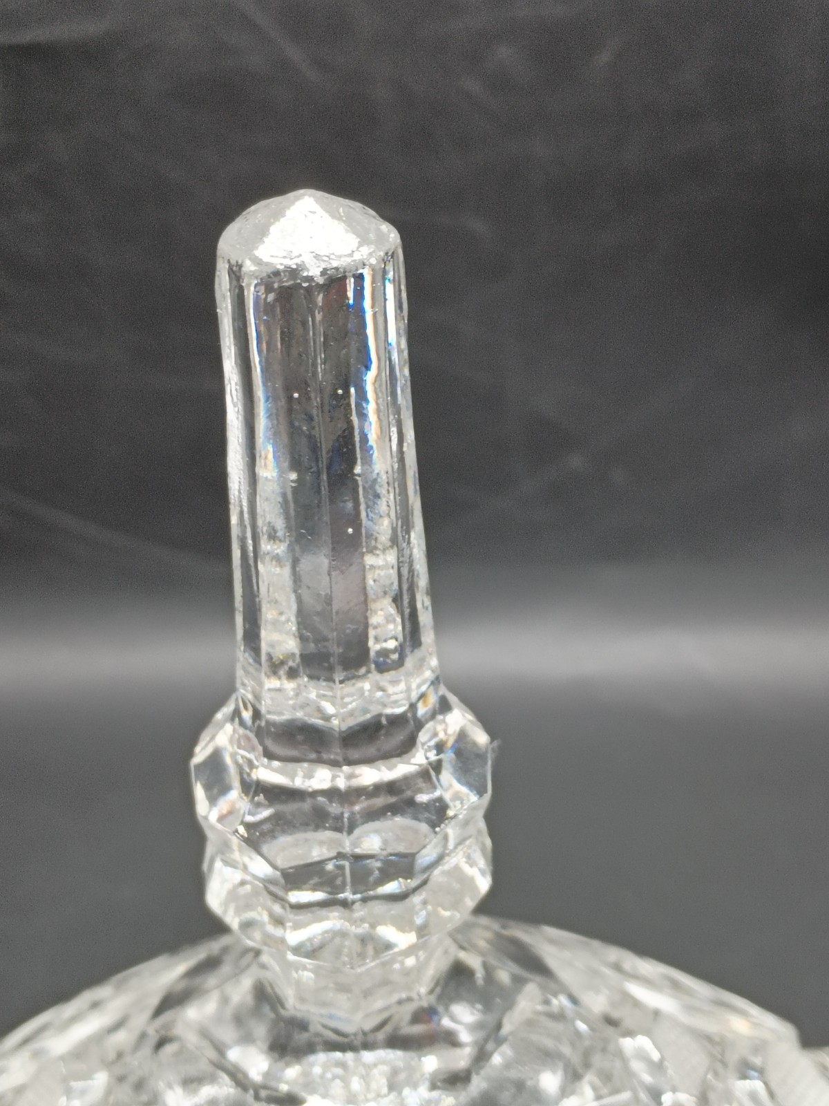 Vintage Large Heavy Etched Crystal Covered Oval Candy Dish Floral