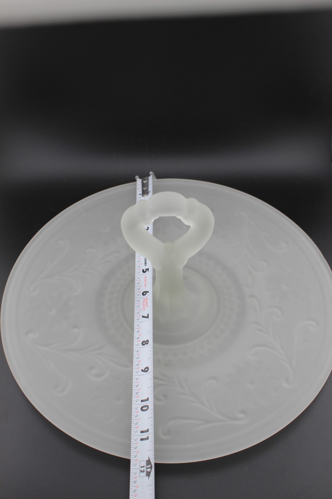 Tiara Indiana Glass Satin Frosted Sandwich 12″ Handle Party Server Platter AS IS