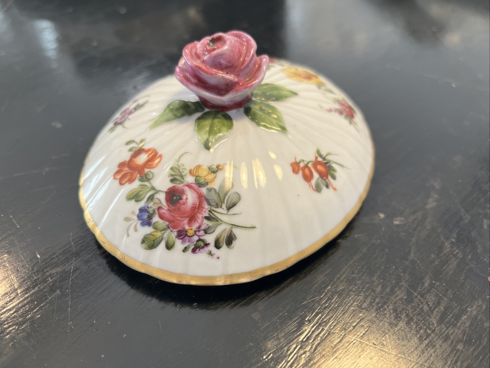 Antique Schierholz (Plaue) Handle Lidded Box with Saucer – Circa 1905 Two Piece
