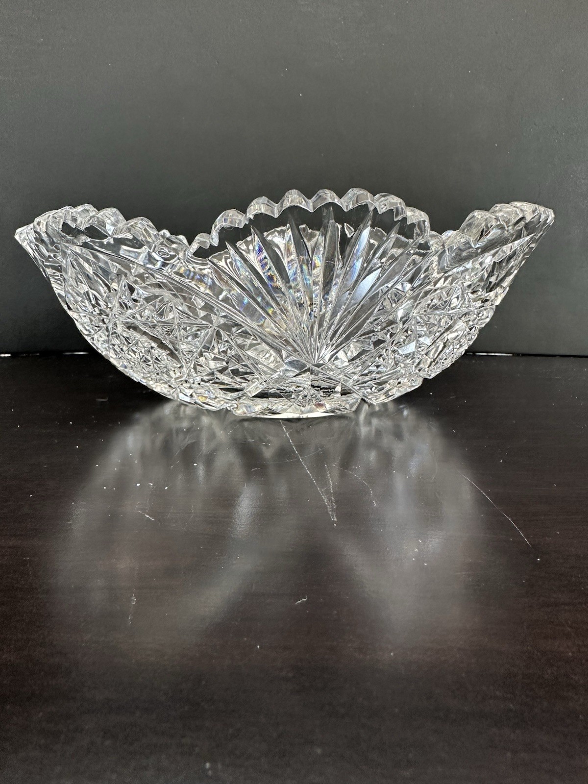 VTG American Brilliant Period (ABP) Cut Lead Crystal Glass w/Sawtooth Rim Bowl