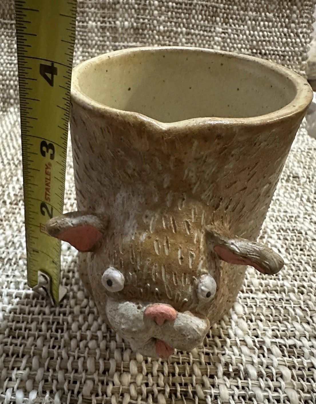 Funny Ugly Face 3D Art Pottery Coffee Tea Mug Cup Handmade Set Of 3 Critters