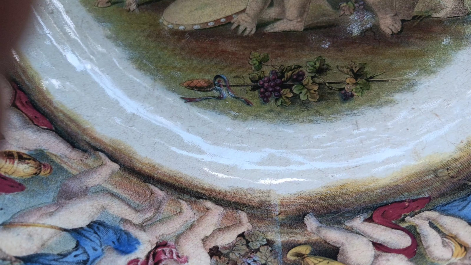 Huge Victorian Ironstone Punch Bowl Bachus Satyr Fawn And Puttis Neoclassical
