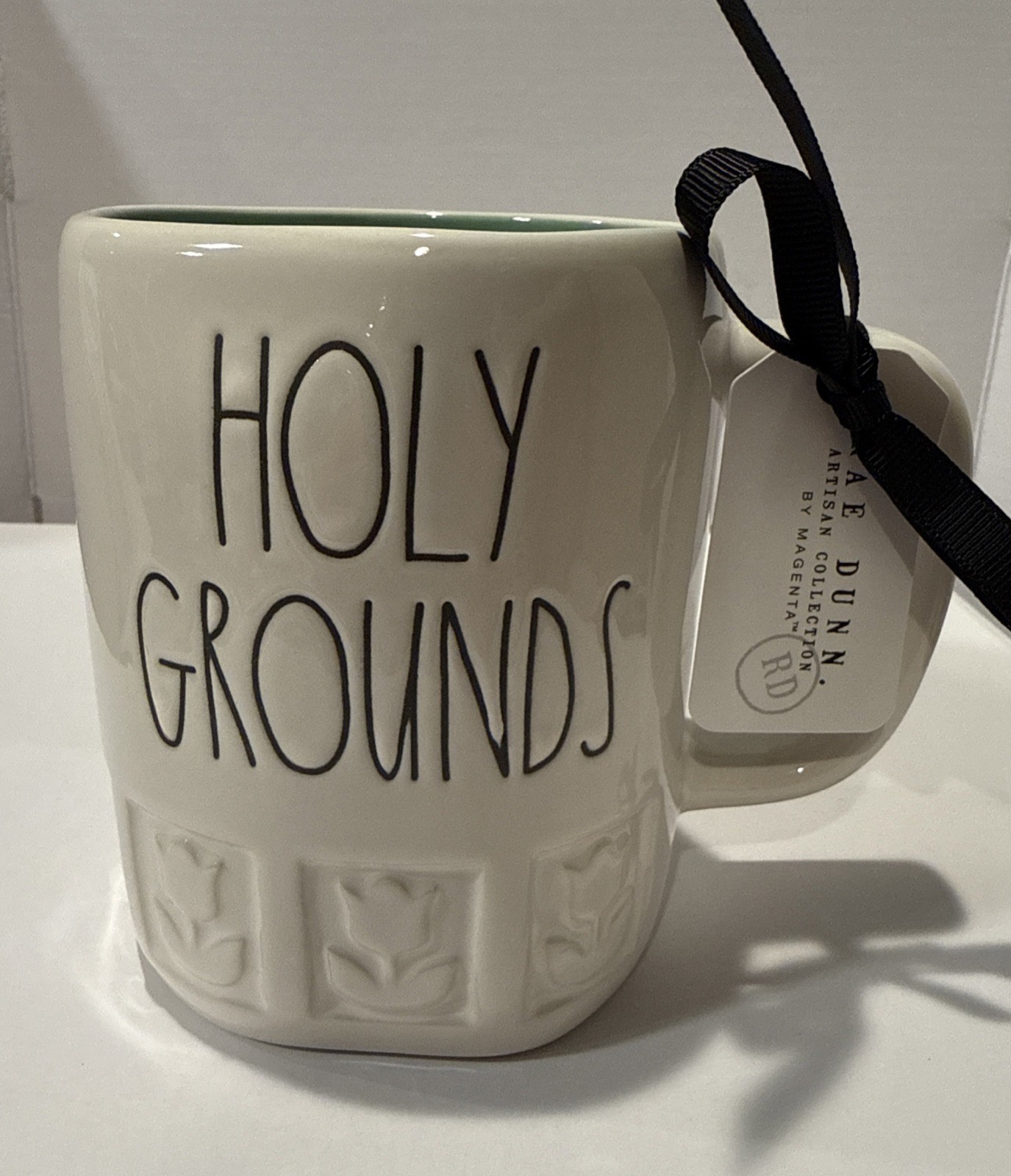 Rae Dunn Holy Grounds Etched Tulip Coffee Tea Mug New 2026 Release & NWT