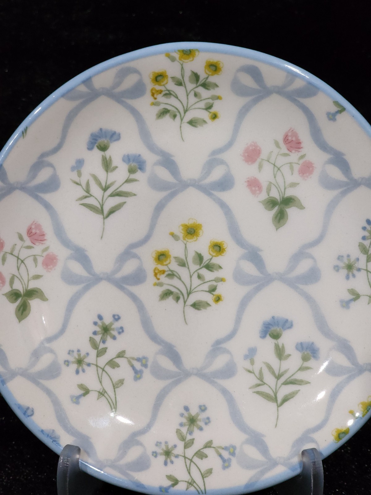 4 Blue Bows & Flowers Tidbit Plates 4.5″ Ceramic Easter Spring Hobby Lobby Viral
