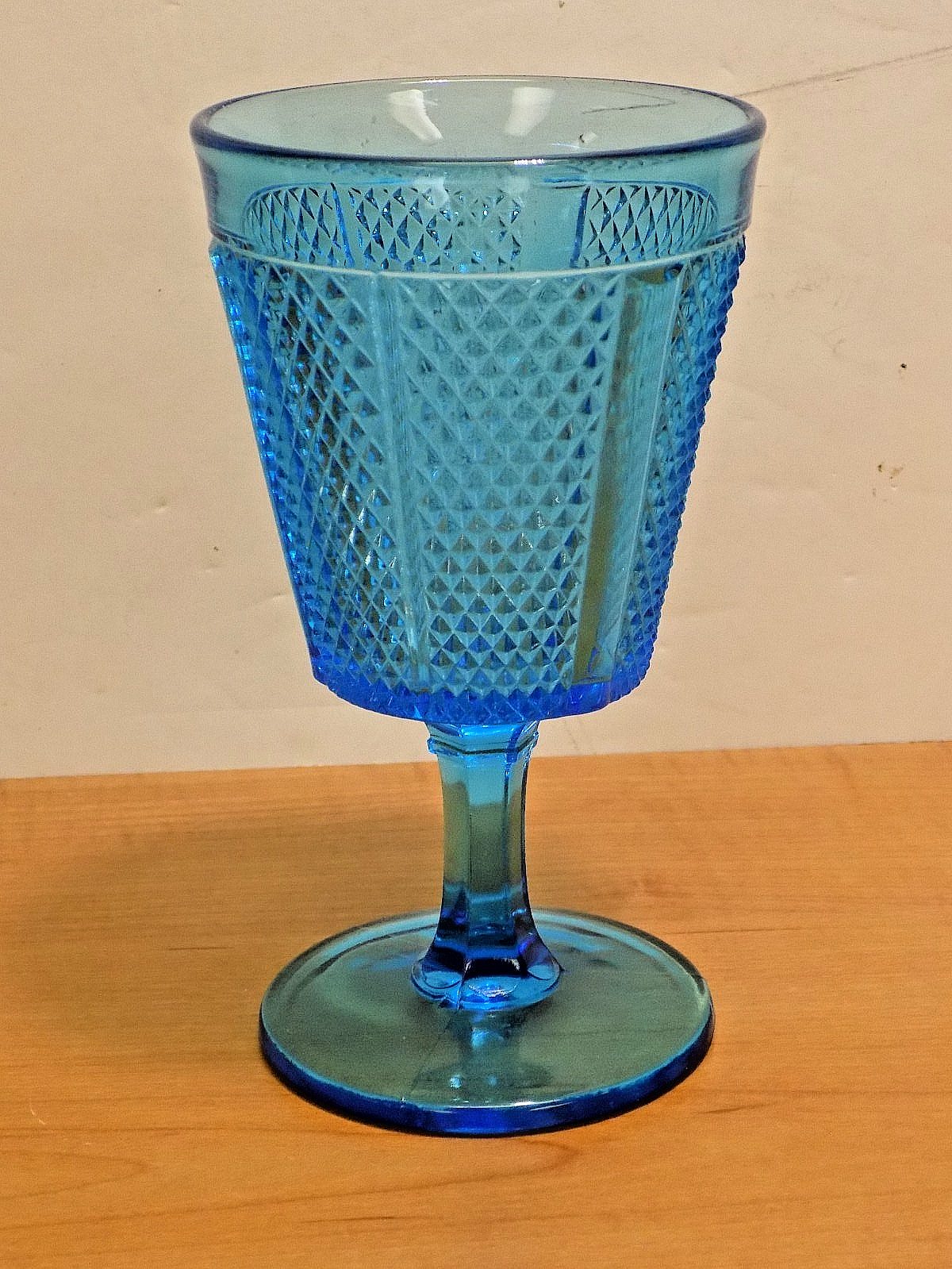 CHALLINOR, TAYLOR & Co Later Paneled Diamond Point #411 Blue EAPG 1880s Goblet
