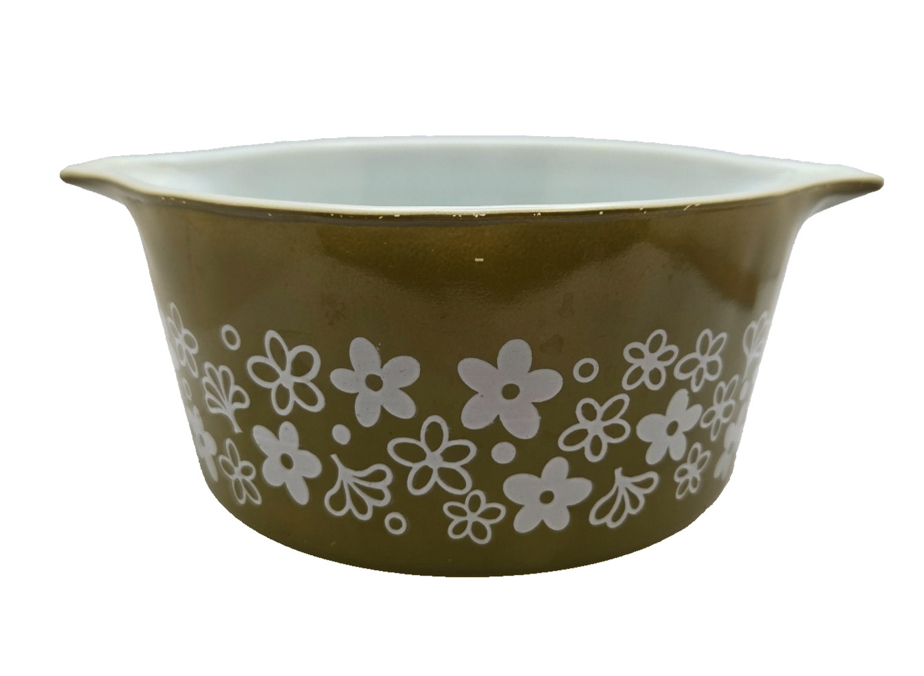 Vintage Pyrex 473 Spring Blossom Green Crazy Daisy 1 Qt Casserole Dish No Lid
