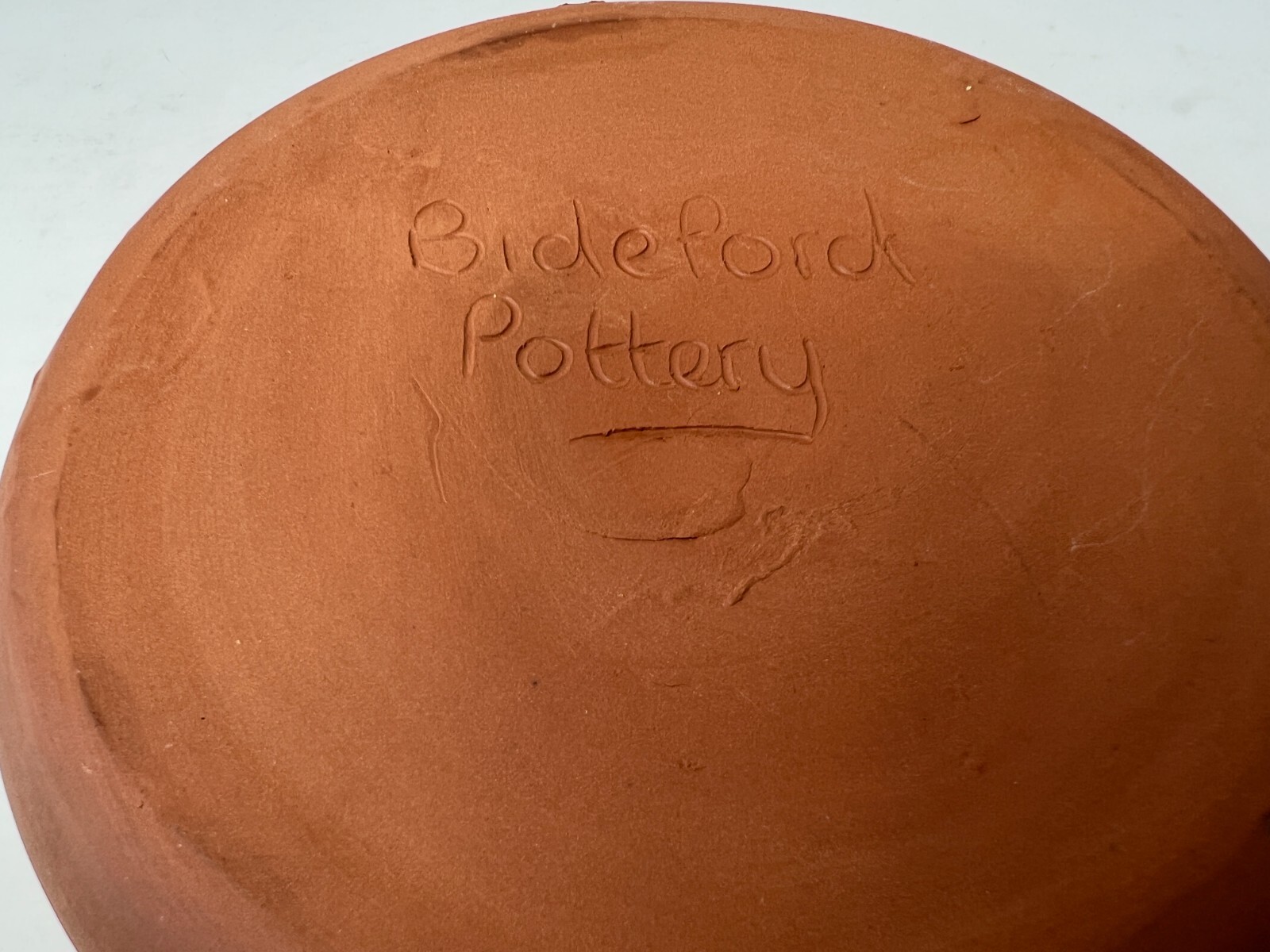 Bideford Studio Pottery Slip Glazed Earthenware Round Bowl Dish with Handle