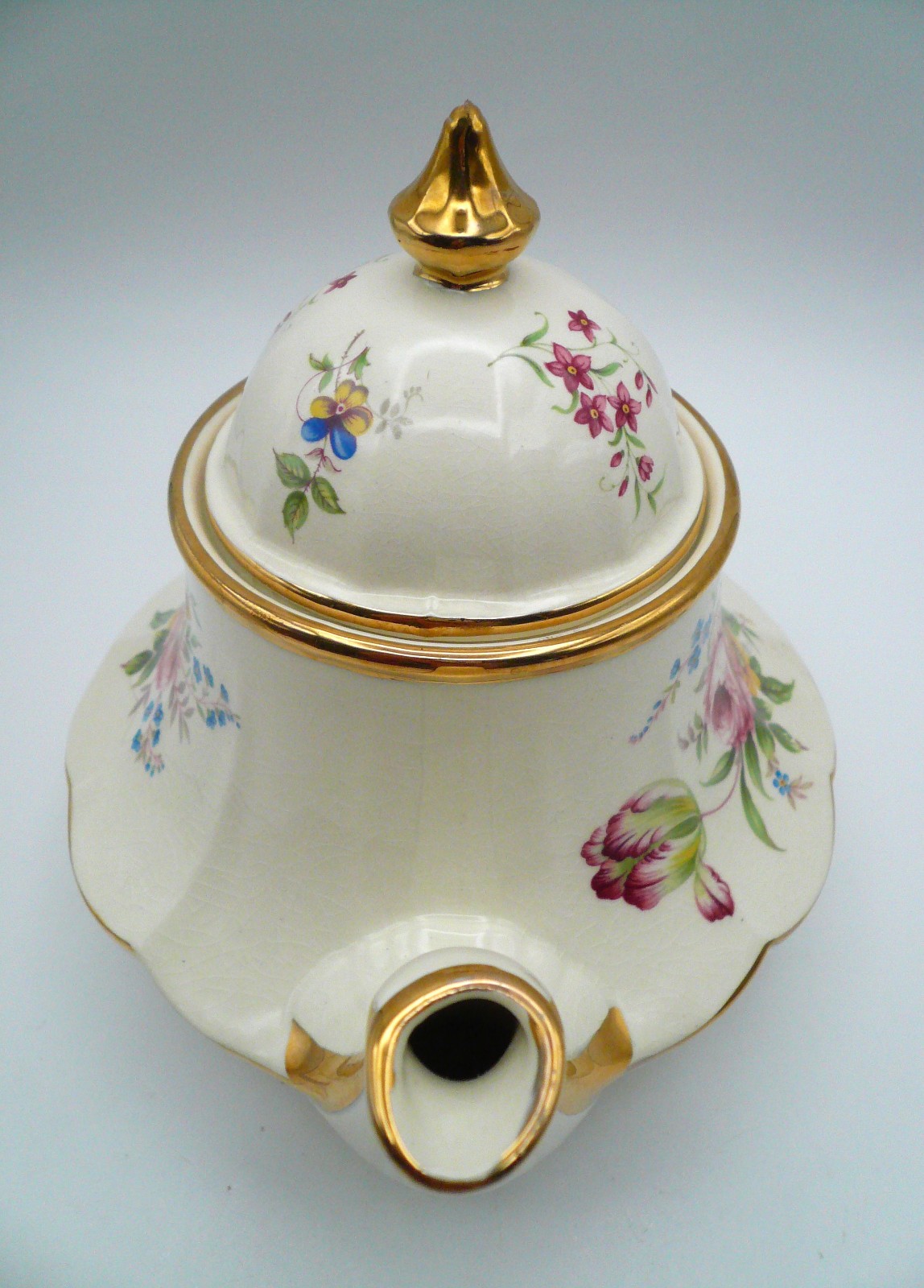 Sadler England Bell Shape Teapot # 3185 Mixed Floral Teapot