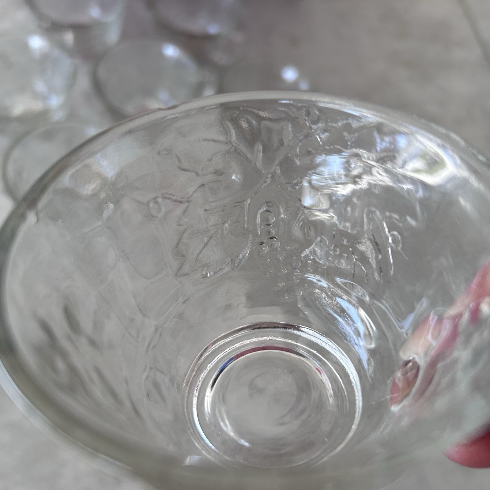 Vintage Indiana Glass Grapes Celebration Punch Bowl Cups Set In Box #5354