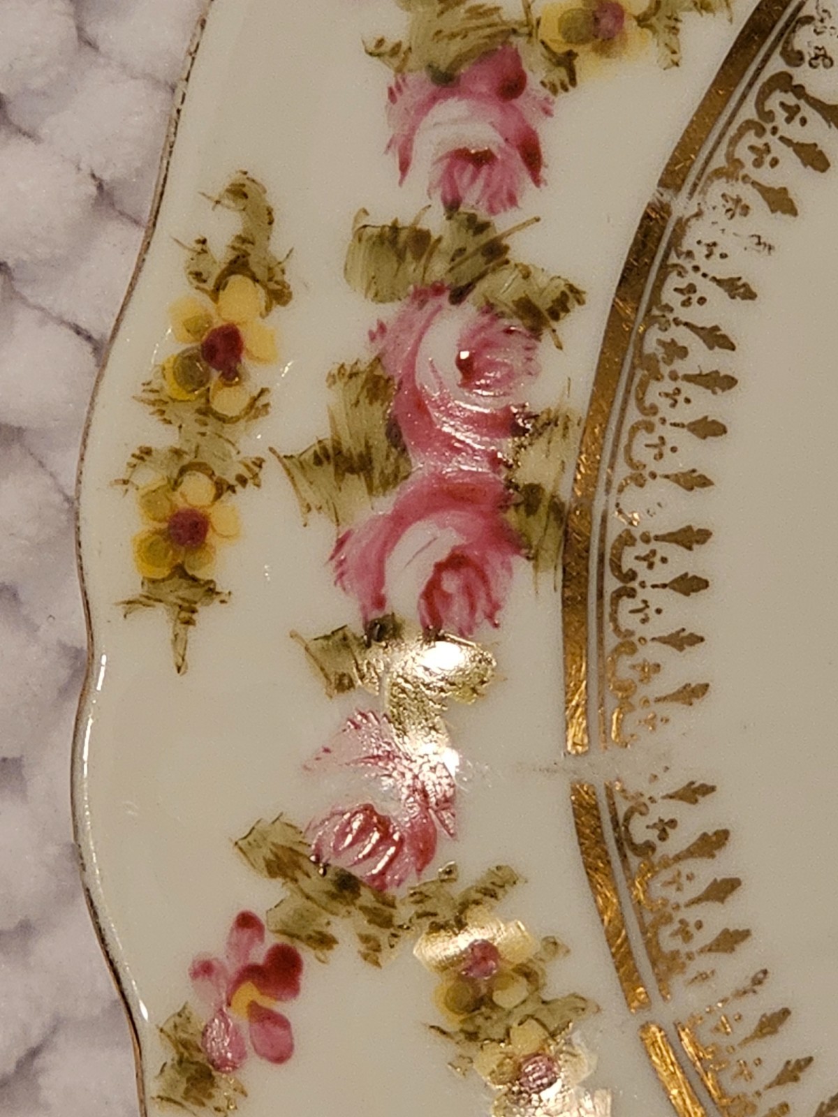Bouillon cups w/ saucers, set of three, vintage china, Haviland, Vignaud, Saxe