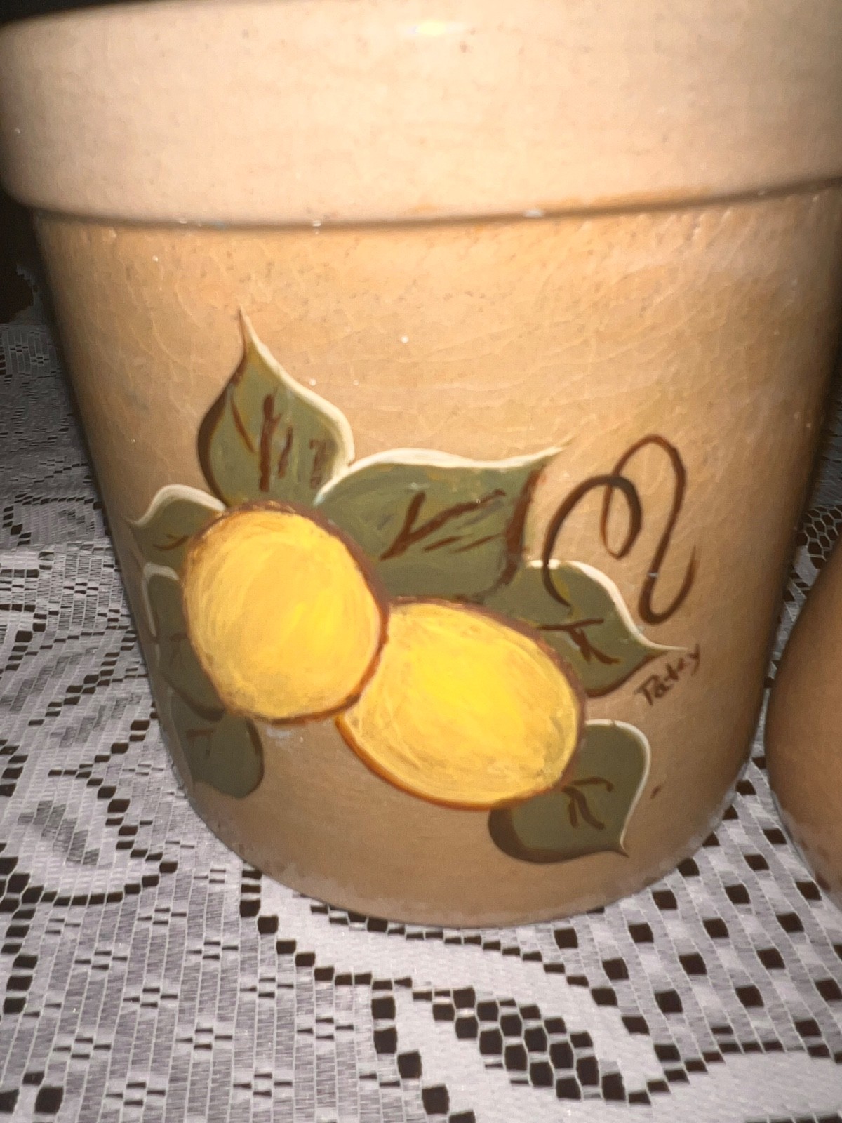 Vintage Hearthside Japan Creamer & Rustic Signed Lemon Pottery Crock Set