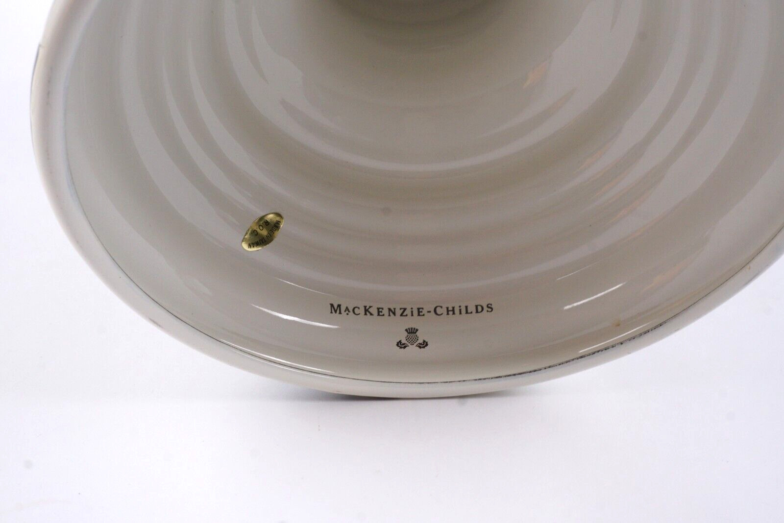 Mackenzie Childs Courtly Check Large Compote Fruit Bowl Height 9″ tall 12″ dia