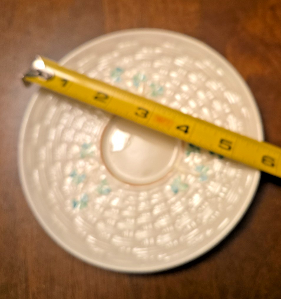 Belleek Basketweave Shamrock Saucers set of 4