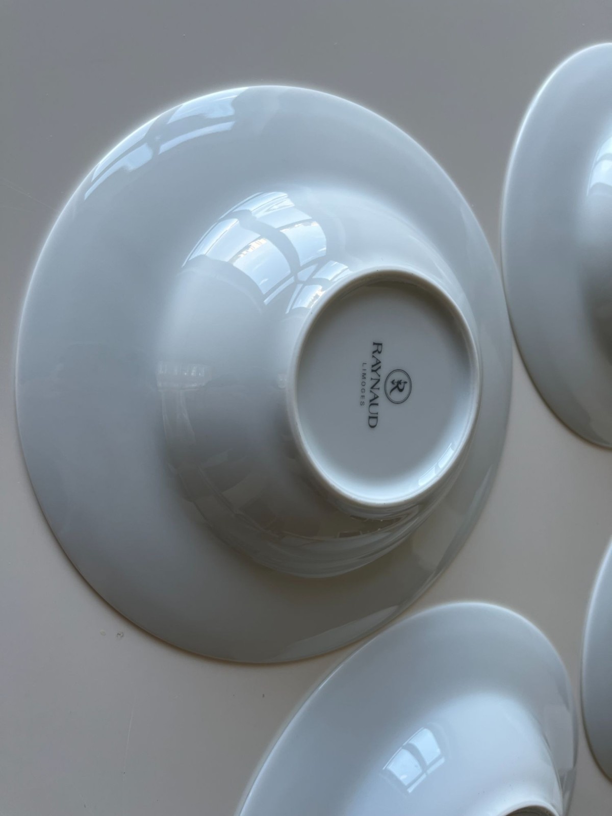 Set of 4 Raynaud Limoges Menton Collection White Rim Plate Deep Soup Pasta NEW