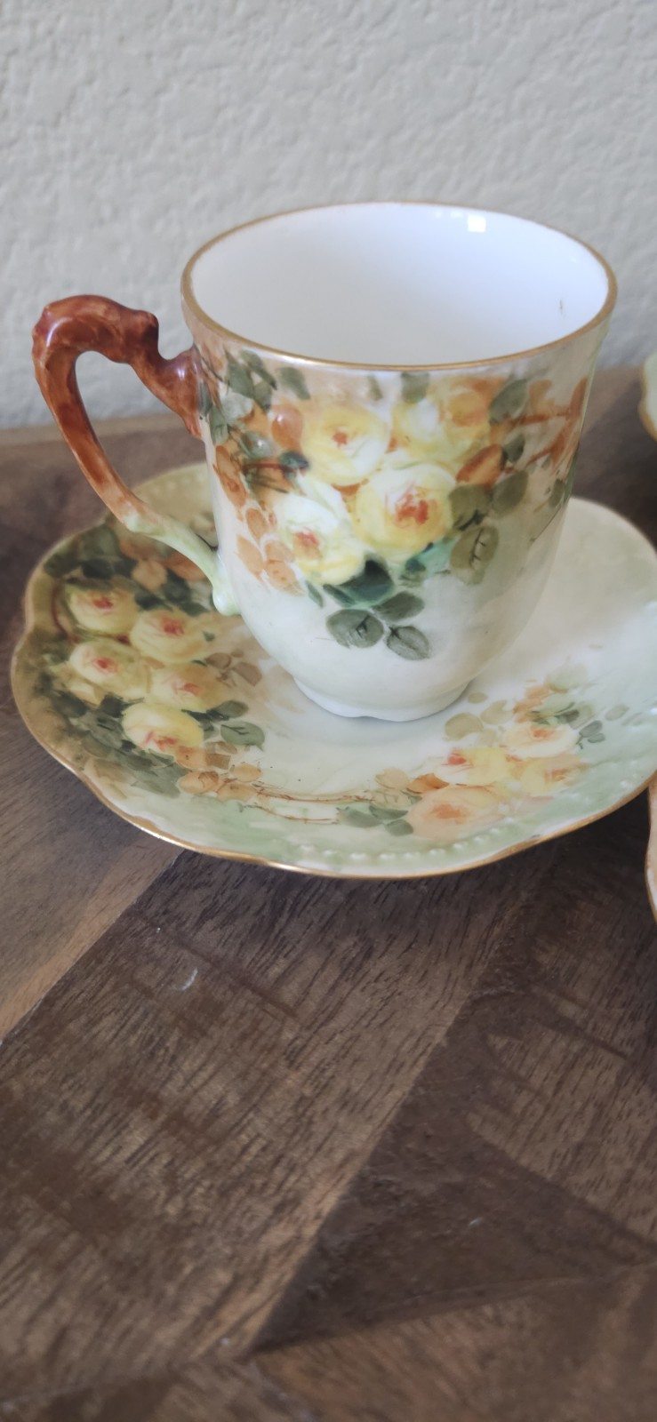Vintage AKD France Floral Cup & Saucer Set of 5 (10 Pieces)