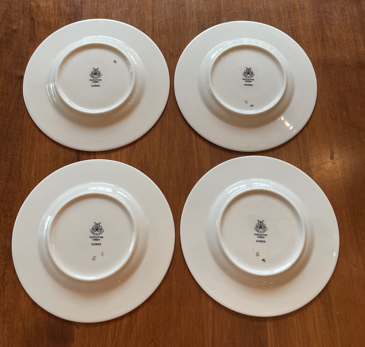 Castleton China Caprice 6.25” Bread Plates Blue Florals Gold Trim Set Of 4 USA