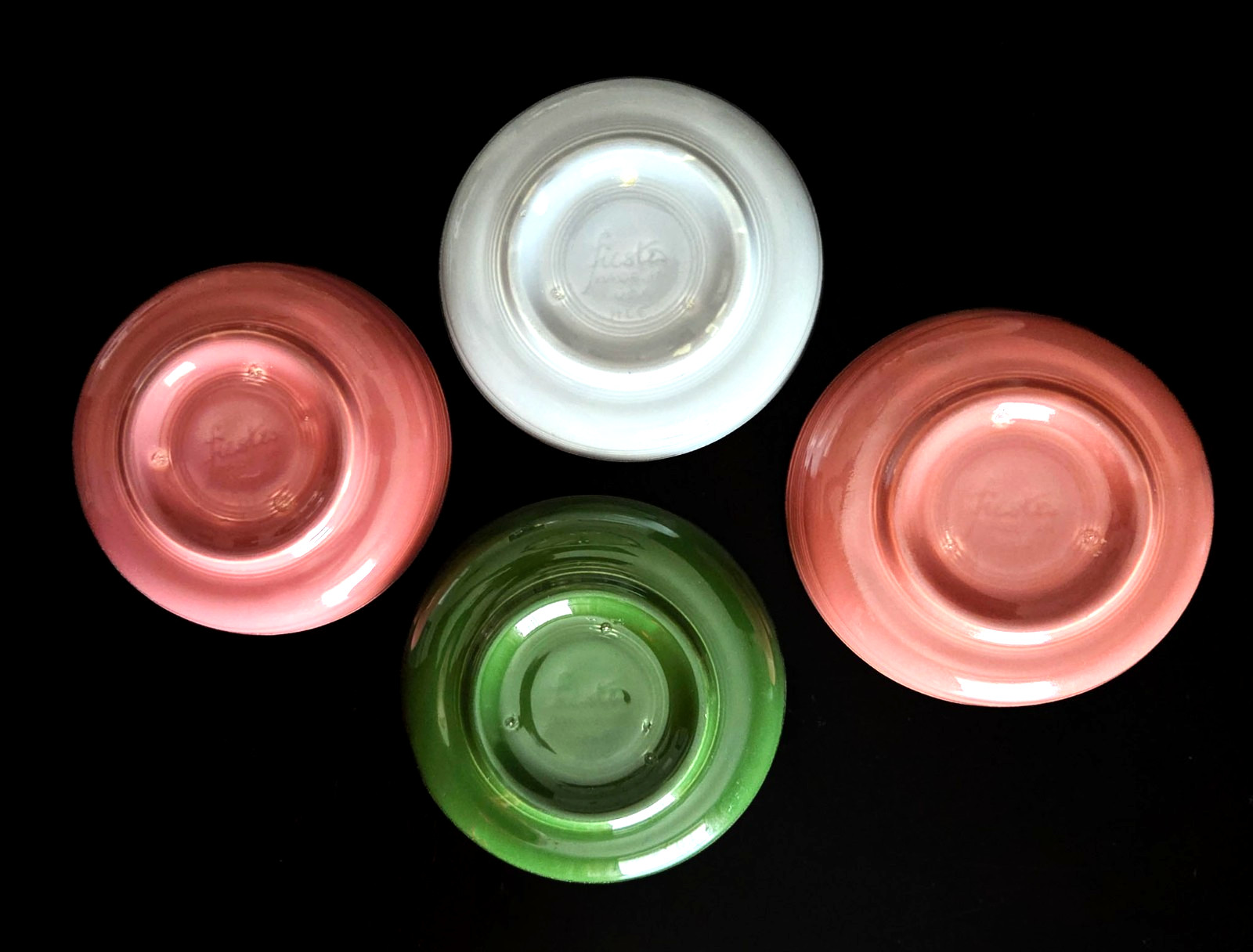 Fiesta Vintage Set of Four 6-inch Dessert Bowls in the Original 1950s Colors