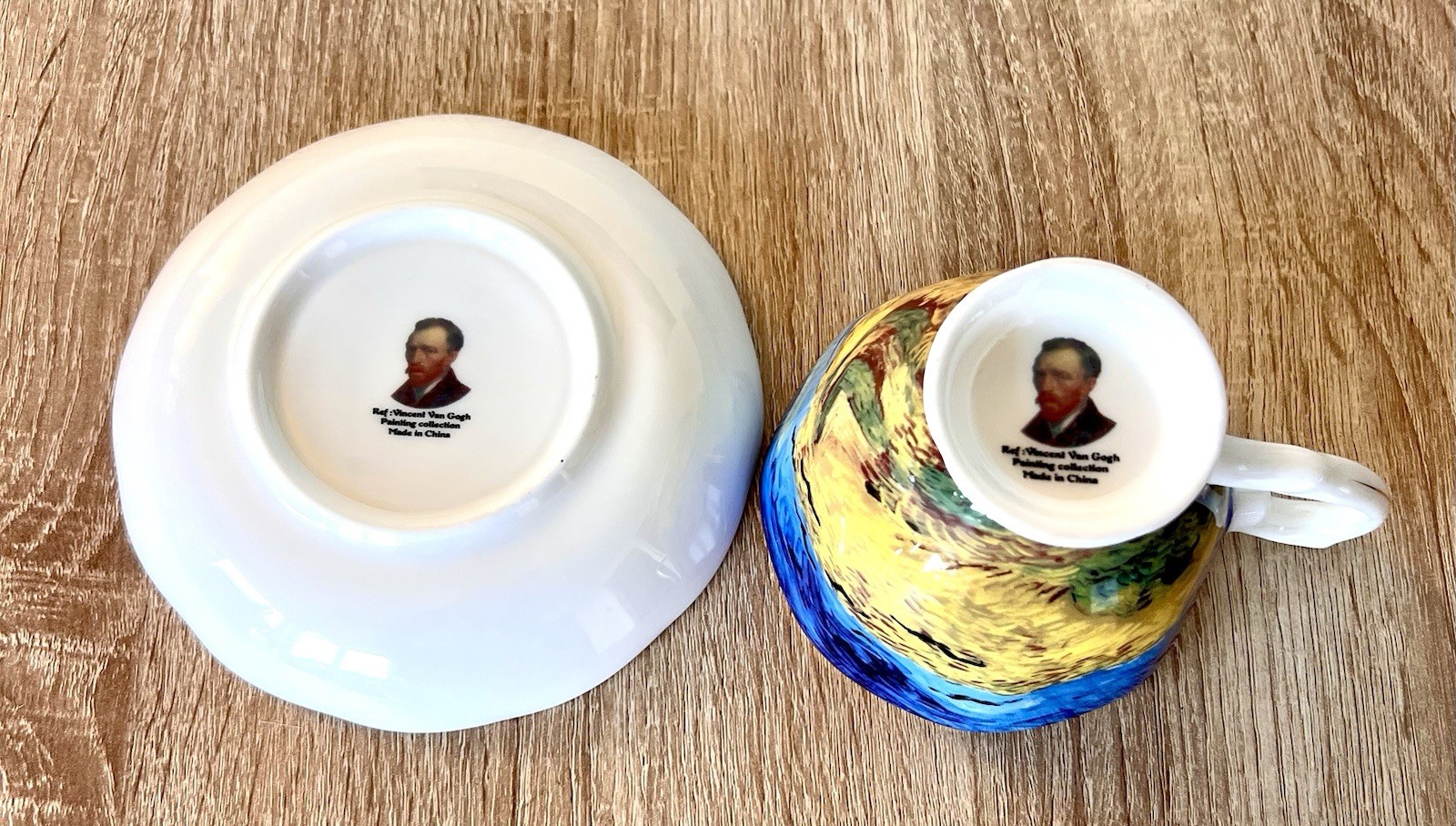 Unmarked Ceramic Tea Cup & Saucer Set Art Theme Decorative China