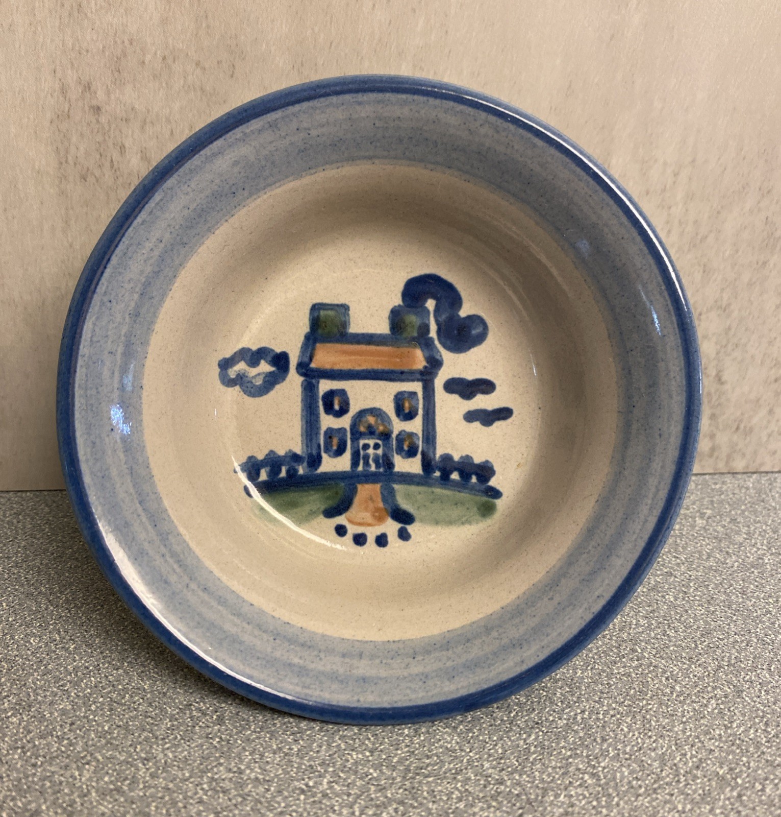 M A HADLEY ART POTTERY HOUSE RAMEKIN SMALL TRINKET BOWL 4.5″ DISH HANDMADE