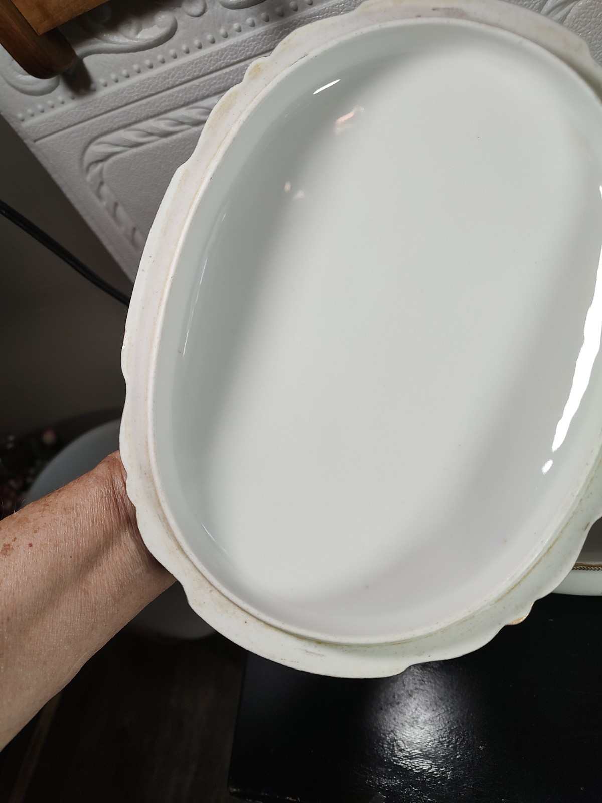 Haviland Limoges Round Oval Vegetable Bowl Double Gold Trim