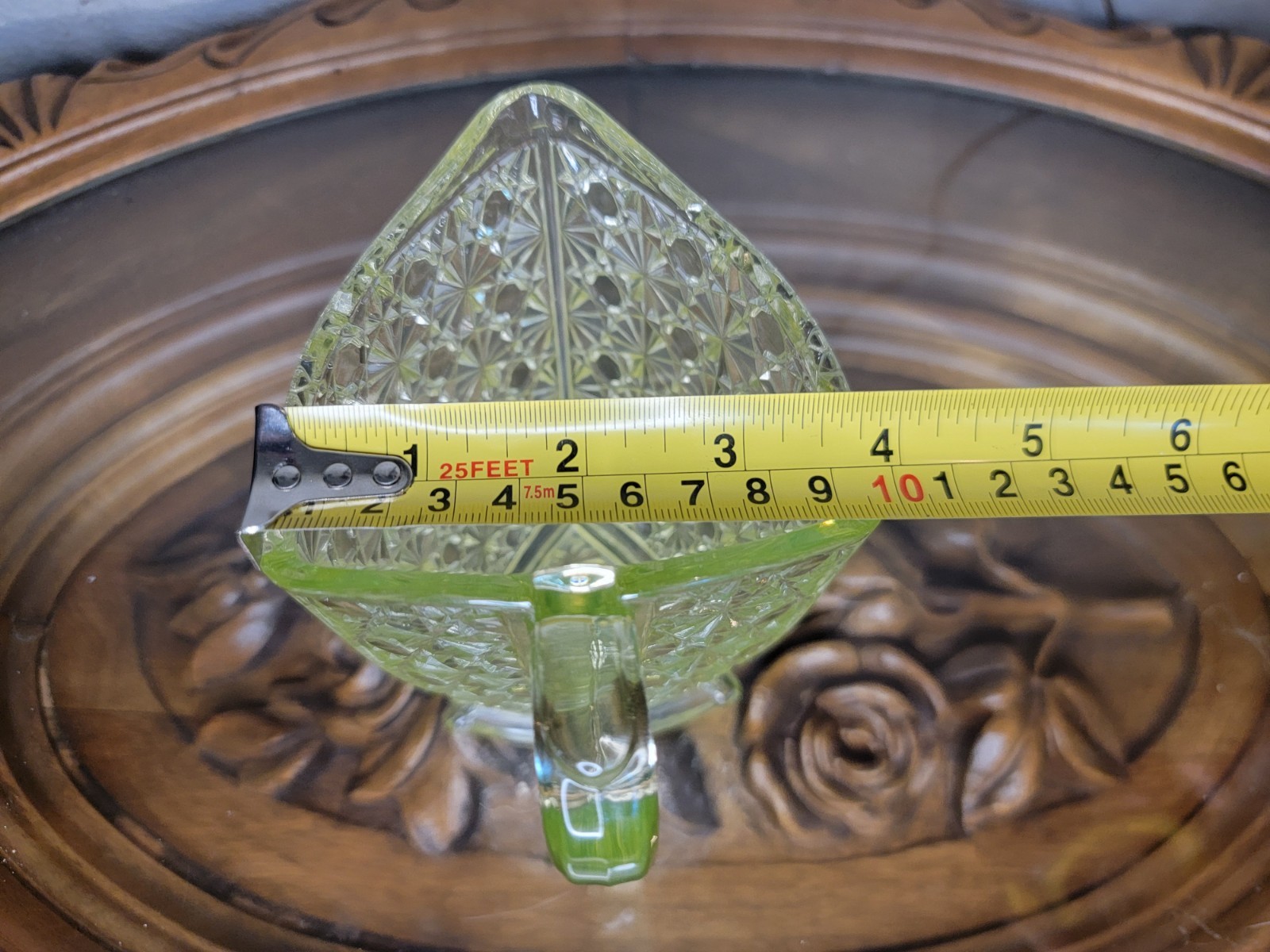 Gillinder & Sons Antique Vaseline Yellow Uranium Glass Triangle Cream Pitcher