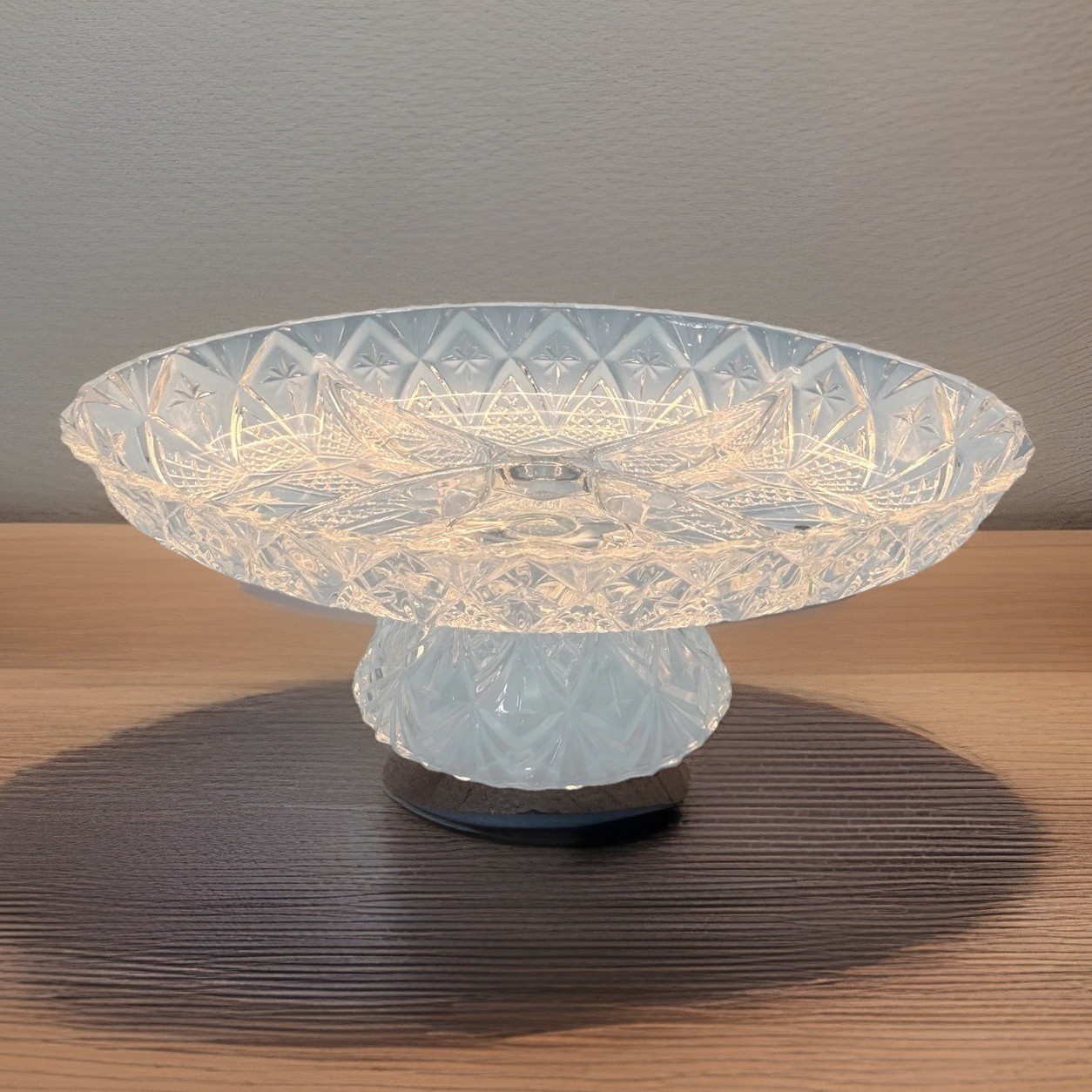 Vintage Crystal Relish Plate on Pedestal Verreries de l’Est Made In France