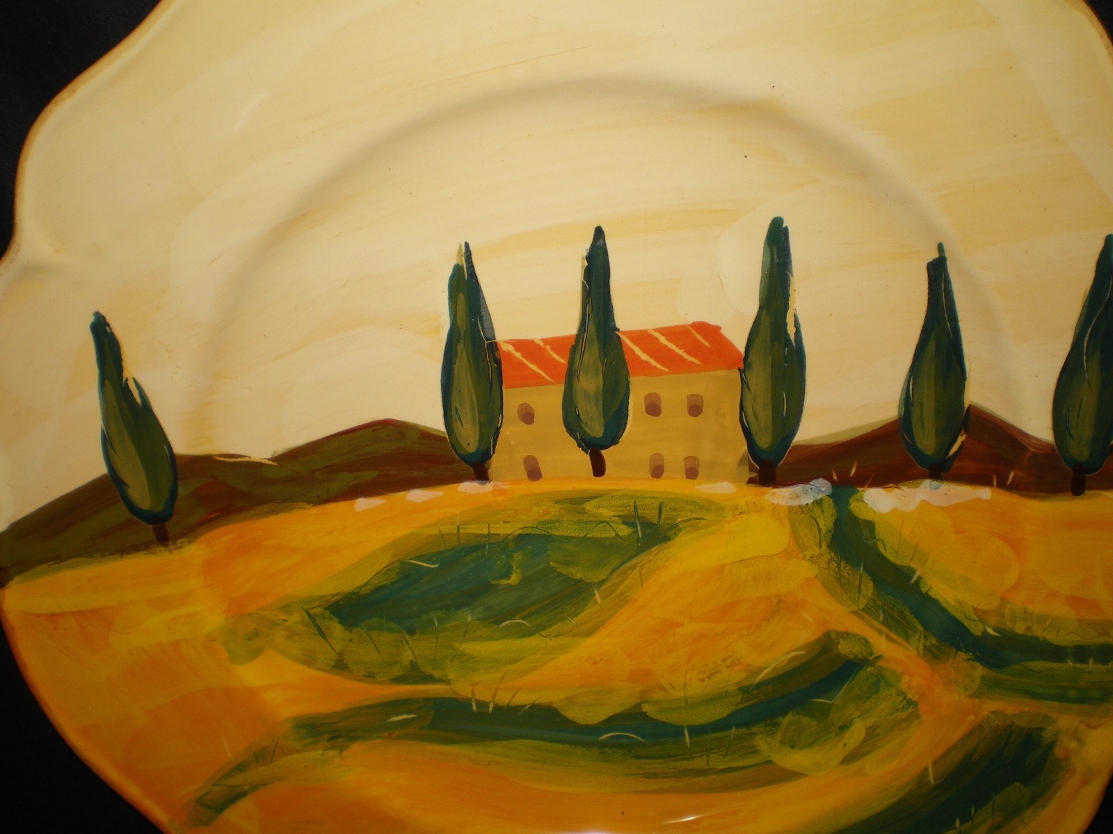 RARE Vietri 13″ Art Pottery Charger Serving Plate Italian Countryside Tuscany