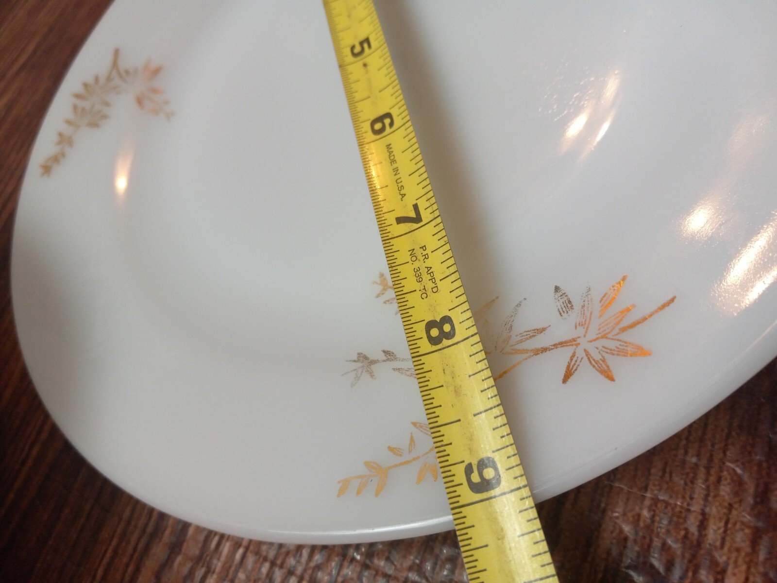 Federal Plates Lot of 8 Milk Glass Gold Accent Salad Saucer Heat Proof Floral