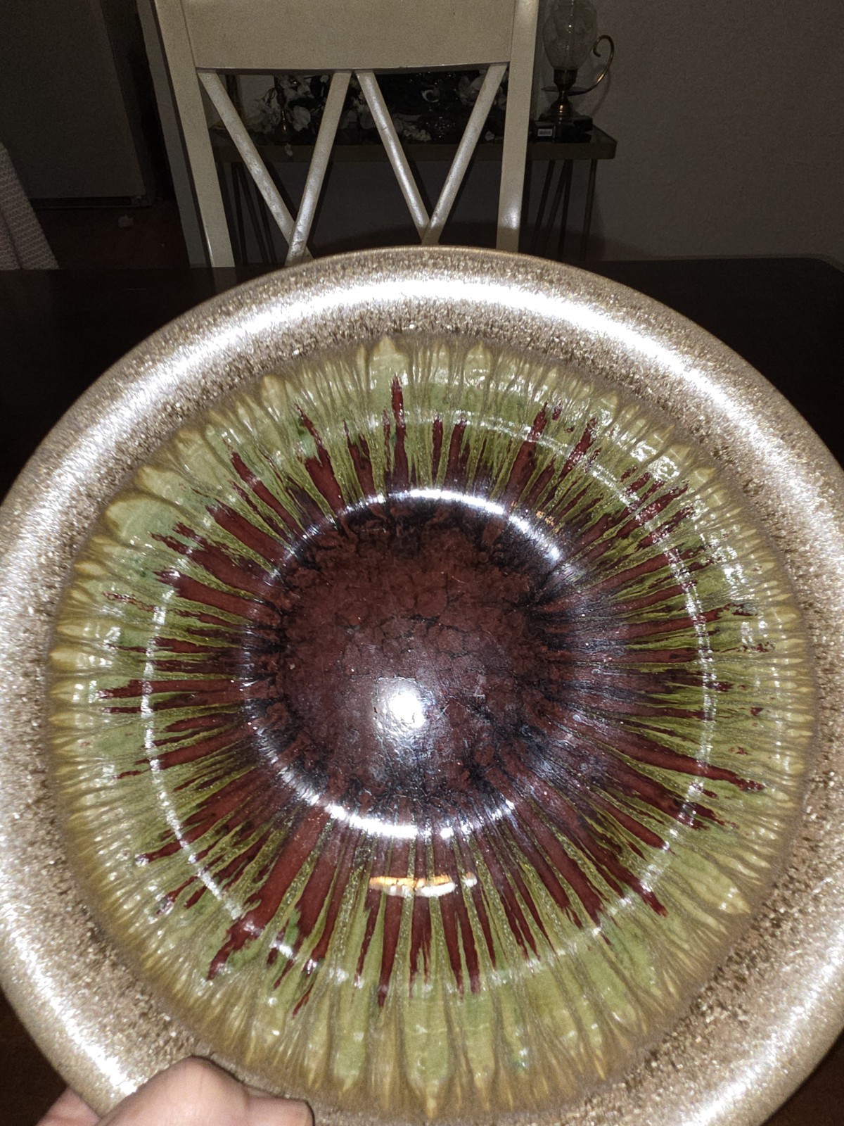 Vintage Inspired Drip Glaze Pottery Bowl, Mod, Boho, Mid Century Vibe