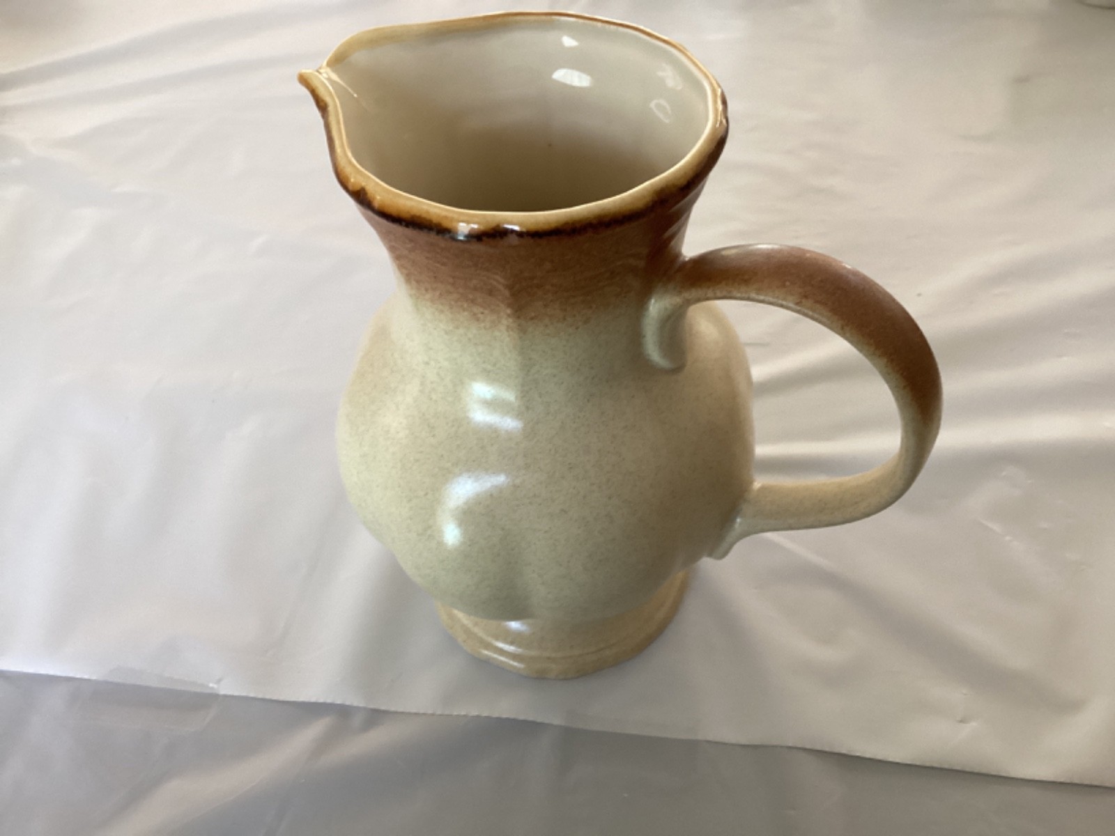 Mikasa Whole Wheat 48 oz Footed Pitcher 8.5-inch Tall Stoneware Beige and Brown