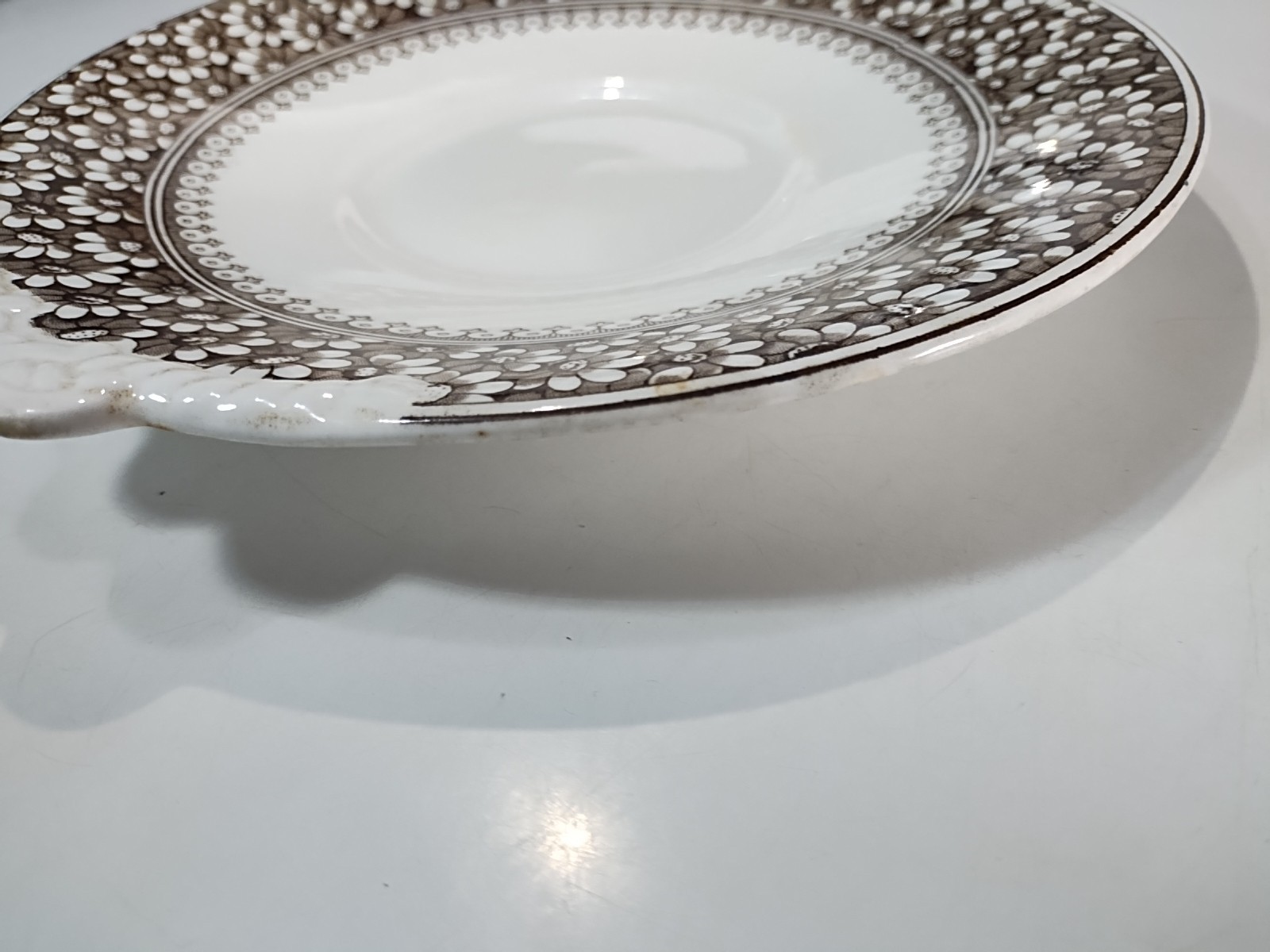 Antique WAA Adderley Daisy Brown Platter Plate with Handles Victorian Aesthetic