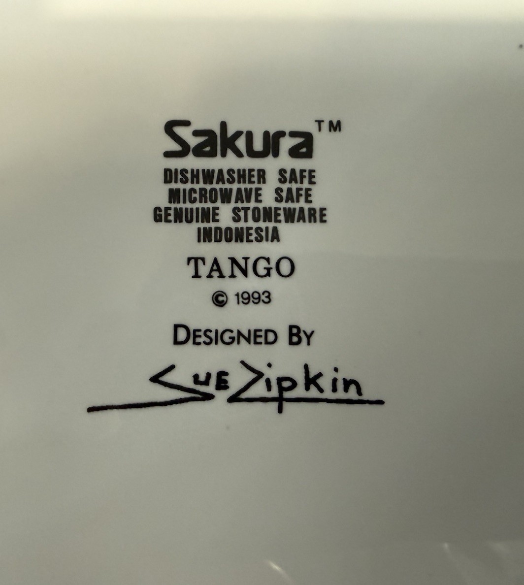 4-Sakura”Tango” #993 By Sue Zipkin Salad/Dessert Plates Art Deco Style 1993-1994