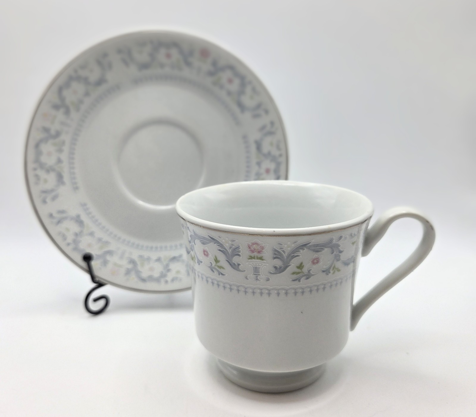FTD Fine China Porcelain Cup and Saucer Pink Blue