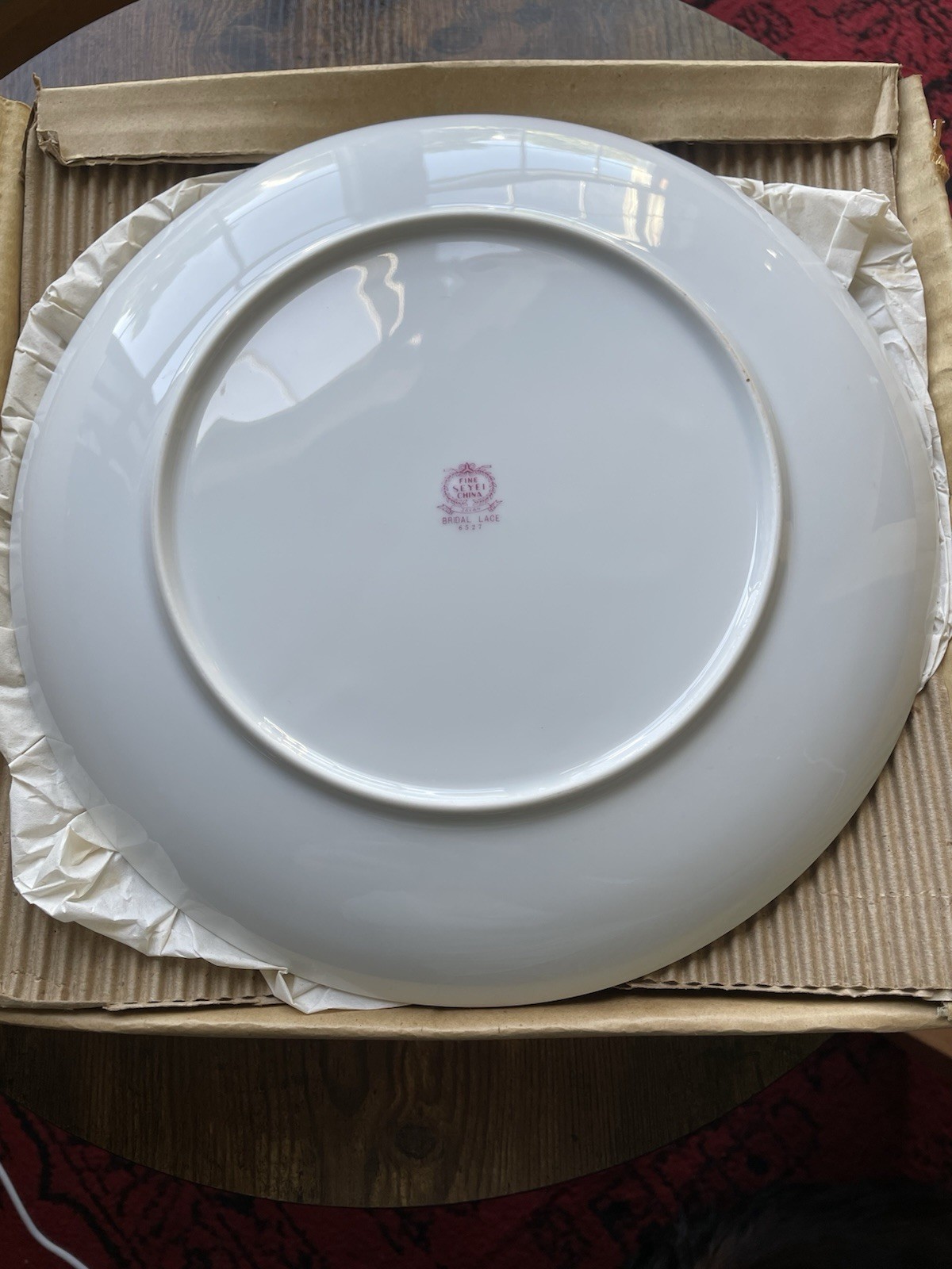 Seyei Bridal Lace (6) 10-3/8” Dinner Plates White Silver Fine China Japan NOS