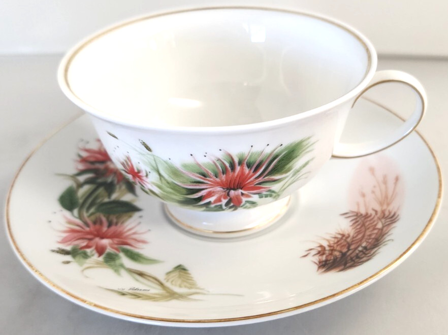 Rosenthal Group Danbury Mint Cup and Saucer Bee Balm Wildflowers of America