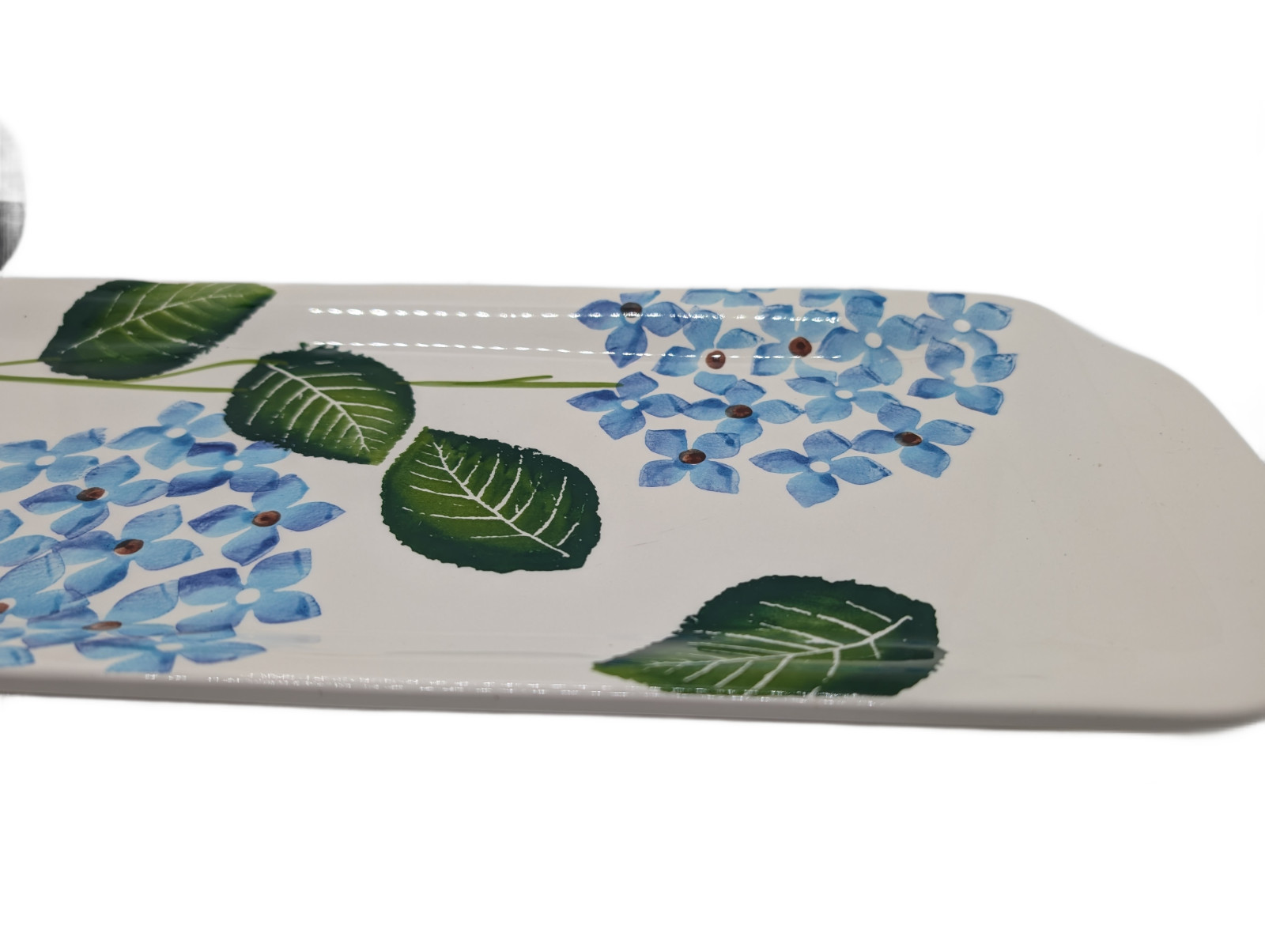 Hydrangea Mist Hand Painted Tray Portugal 16” Floral Serving Platter
