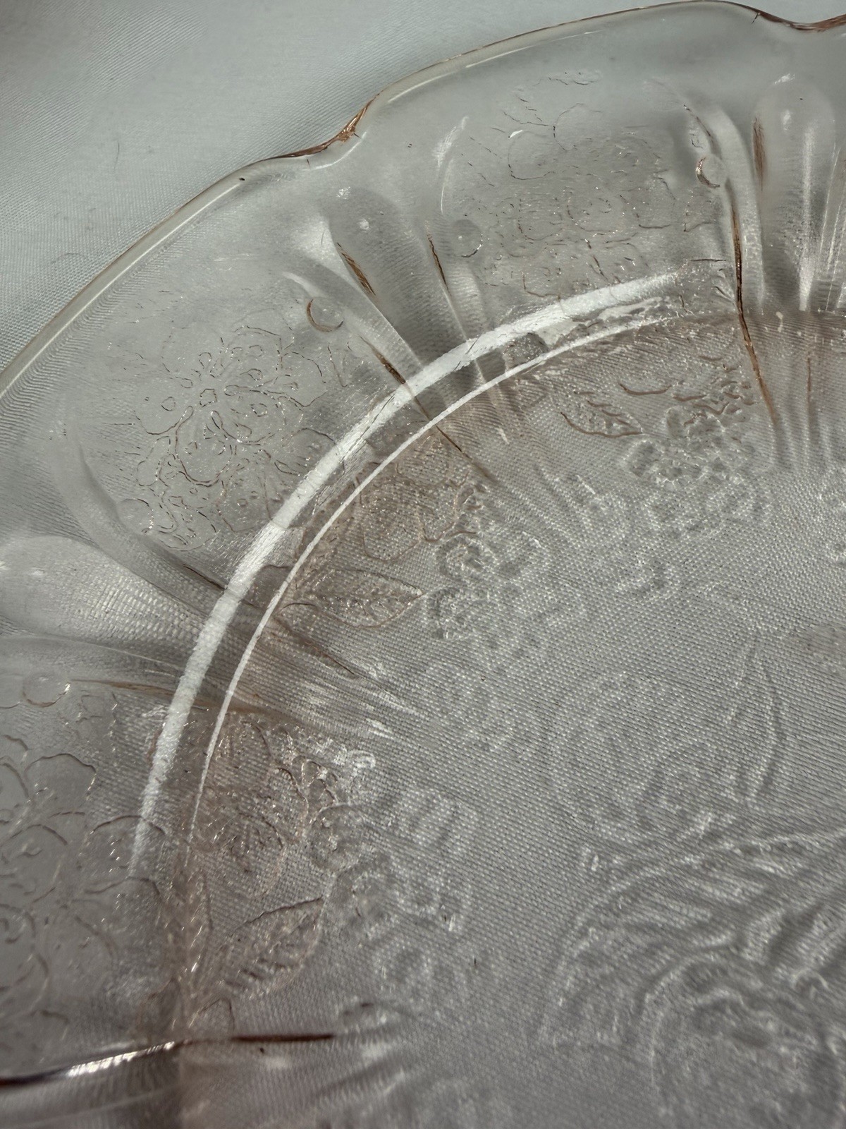 Vintage Cherry Blossom 6 Inch Plates Jeannette Depression Glass Set of 8 1930s