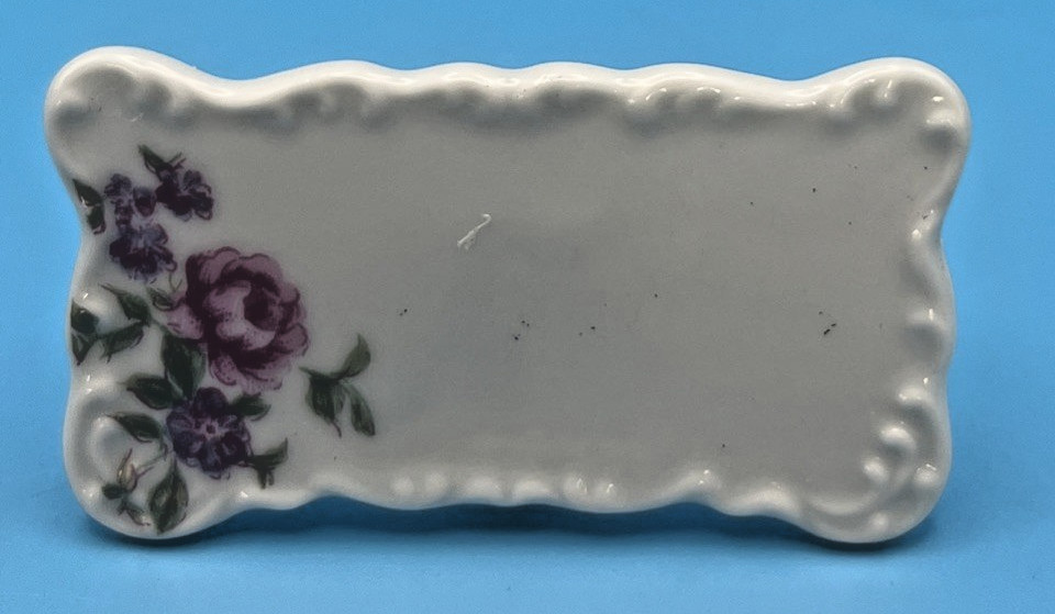 Name Place Tag Set 6 English Rose Porcelain floral VTG 2.25″ Dinner Tea Party