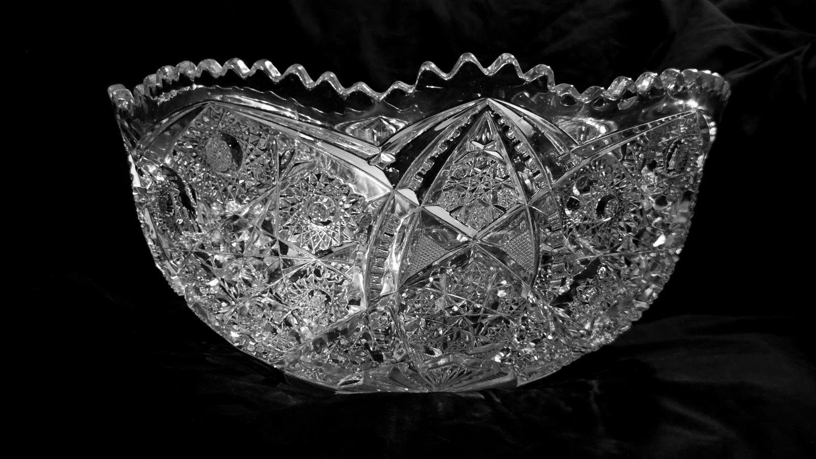 Antique ABP Cut Glass Centerpiece Bowl 13″ Huge Heavy 10lb Hobstar Crystal
