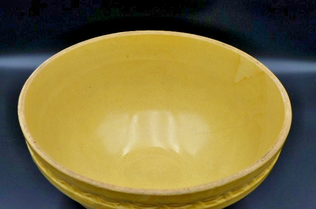 Antique 1920’s McCoy Pottery Yellowware Mixing Bowl Sunrise / Sunburst XL 11.5″
