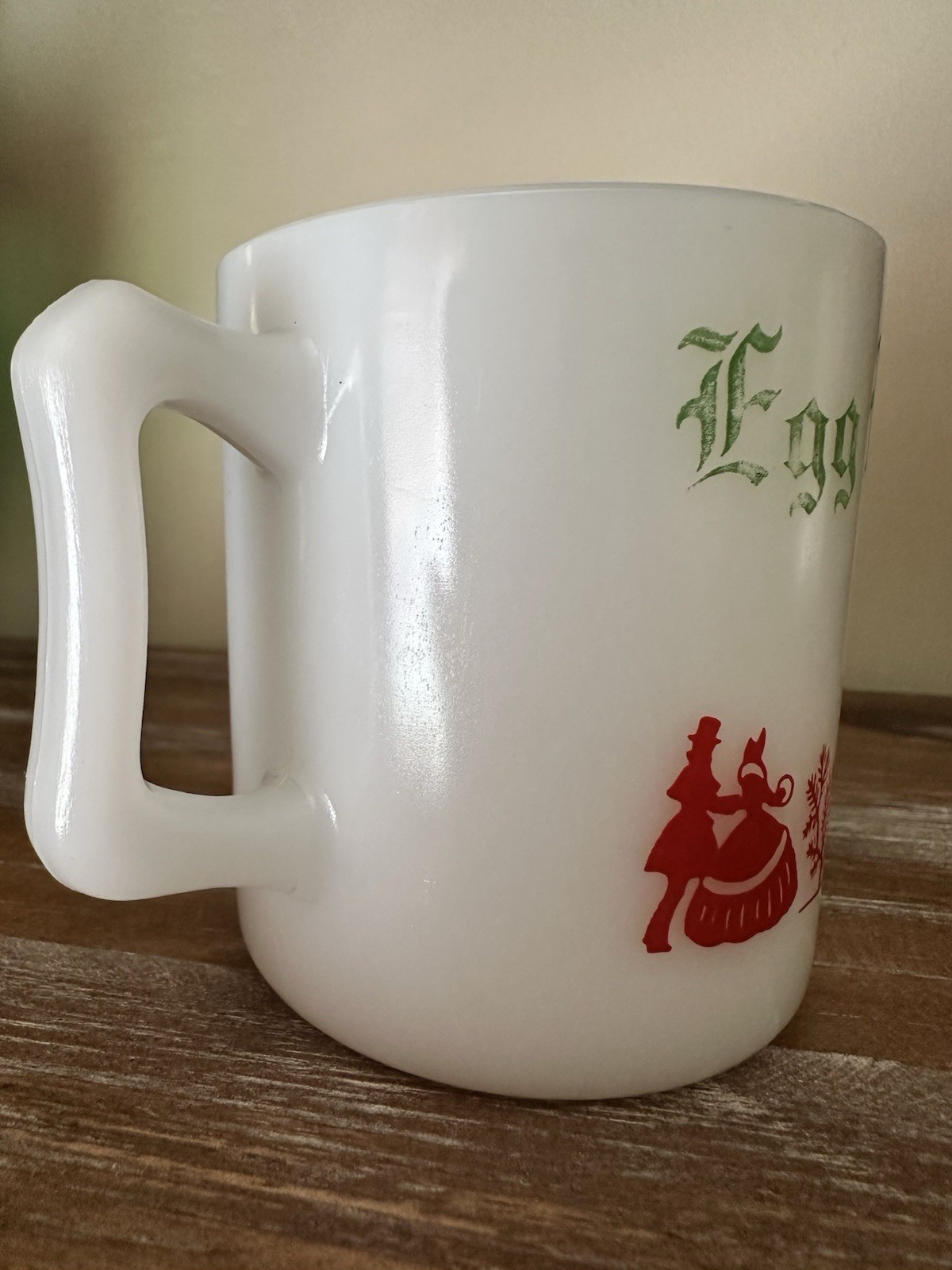 Tom and Jerry Vintage Egg Nog Chevy Chase Inn Milk Glass Hazel Atlas Mug Drink