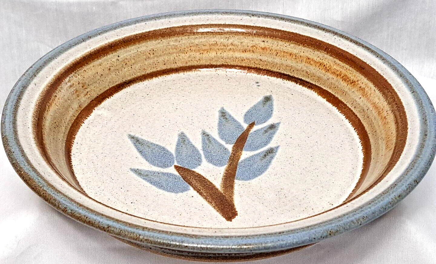 Vintage Studio Pottery 10″ Serving Dish Desert Floral Hand Painted Artist Signed