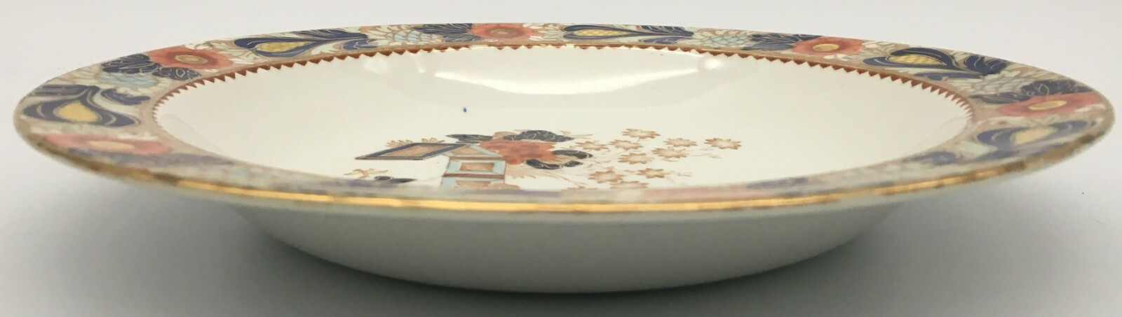 Wood & Sons Wincanton Rimmed Soup Bowl 9″ Blue Rust Gold China