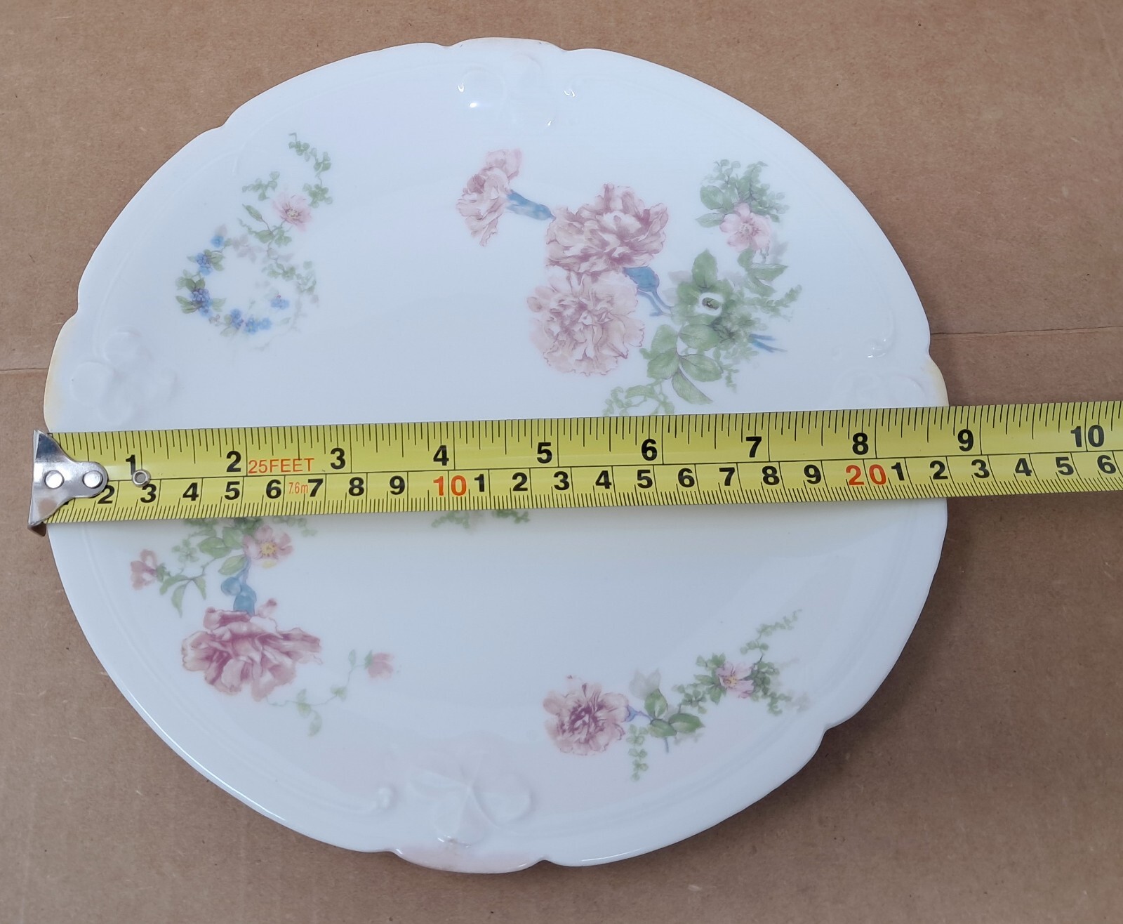 Limoges France LDBC 9″ plate Lanternier handpainted Pink & Blue Florals