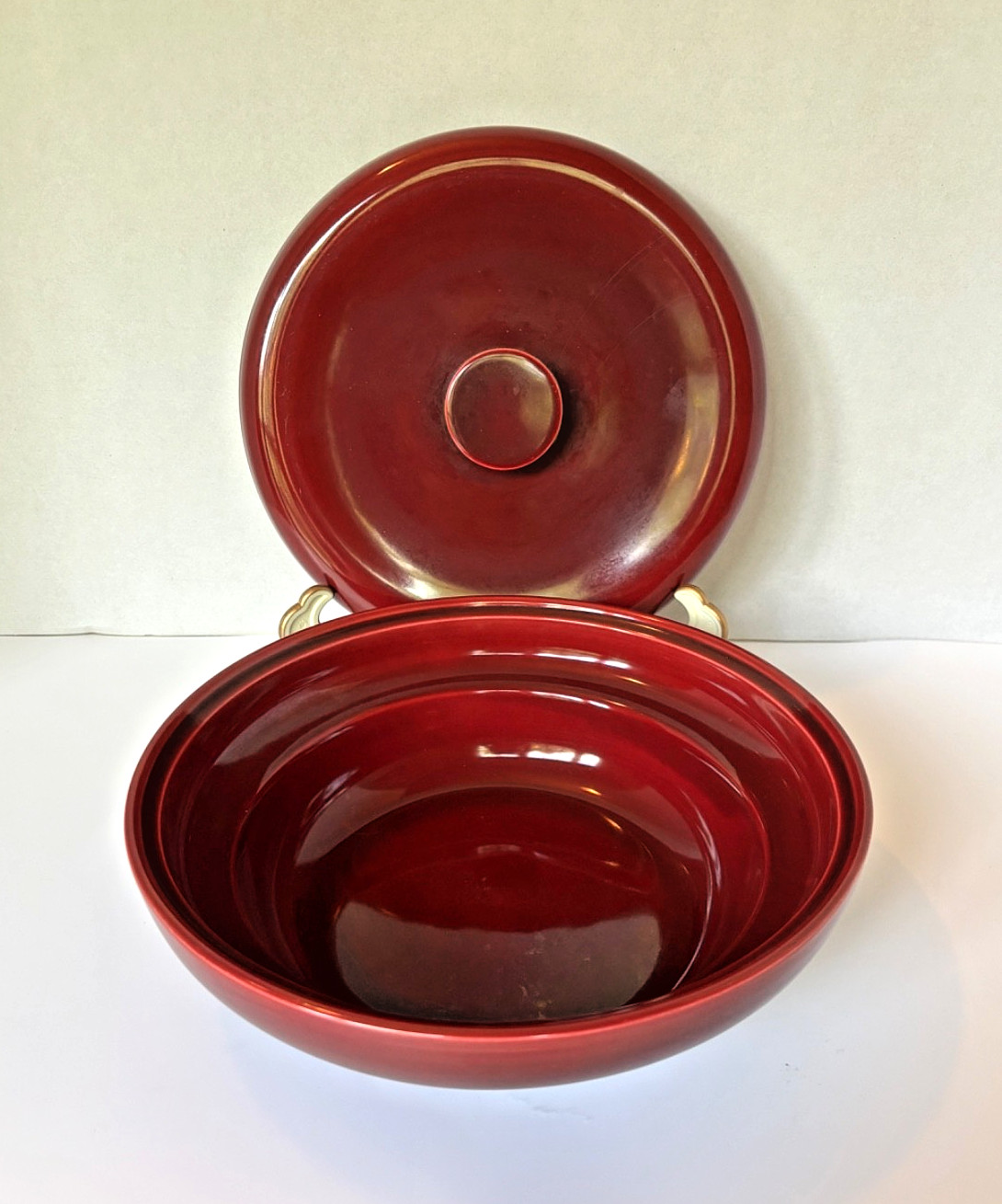 MCM Hollydale MALIBU MODERN Casserole w/ Lid California Pottery Maroon Burgundy