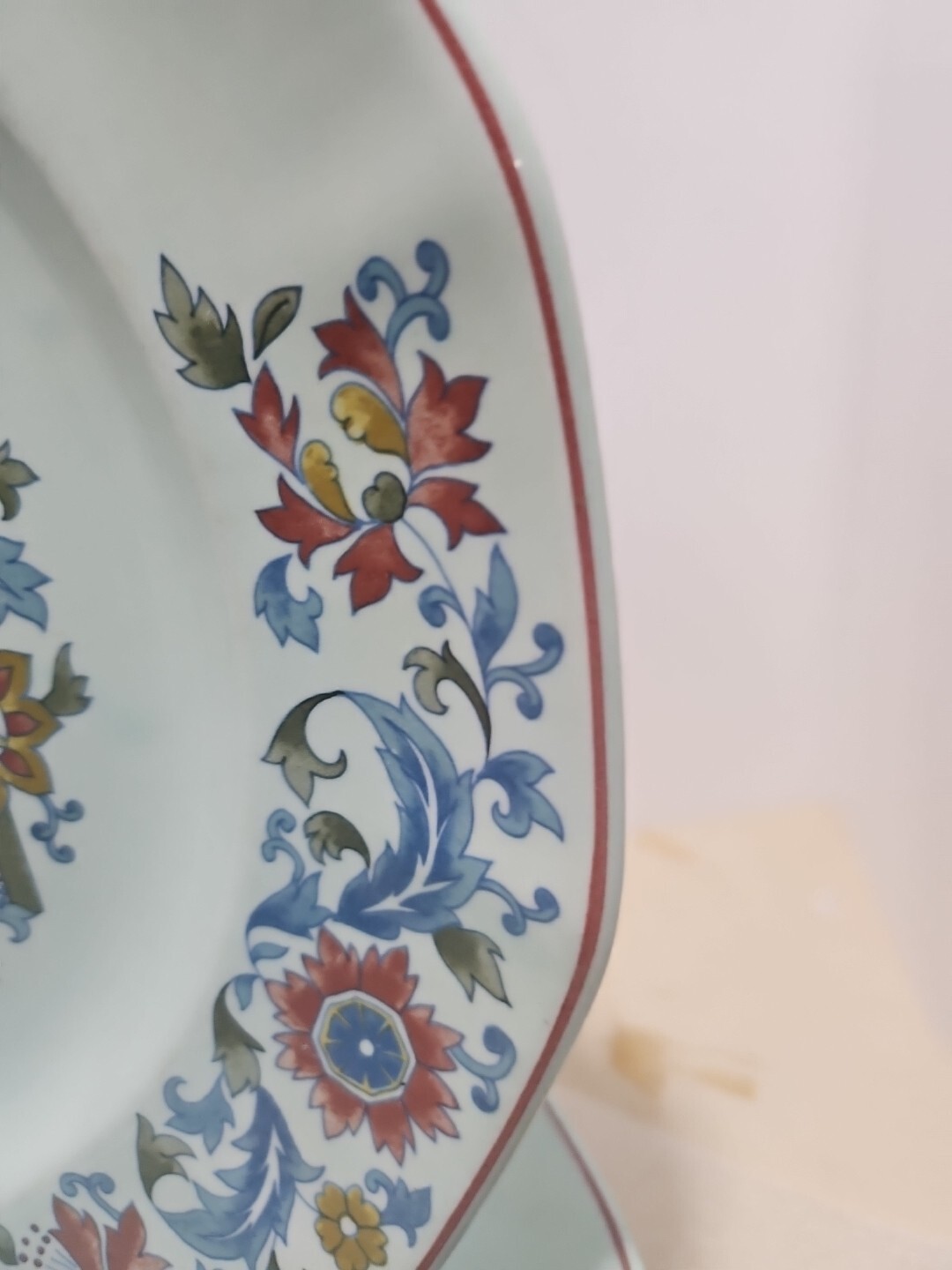 Adams Calyx Ware Saraband Dinner Plate Red and Light Green SET OF 6