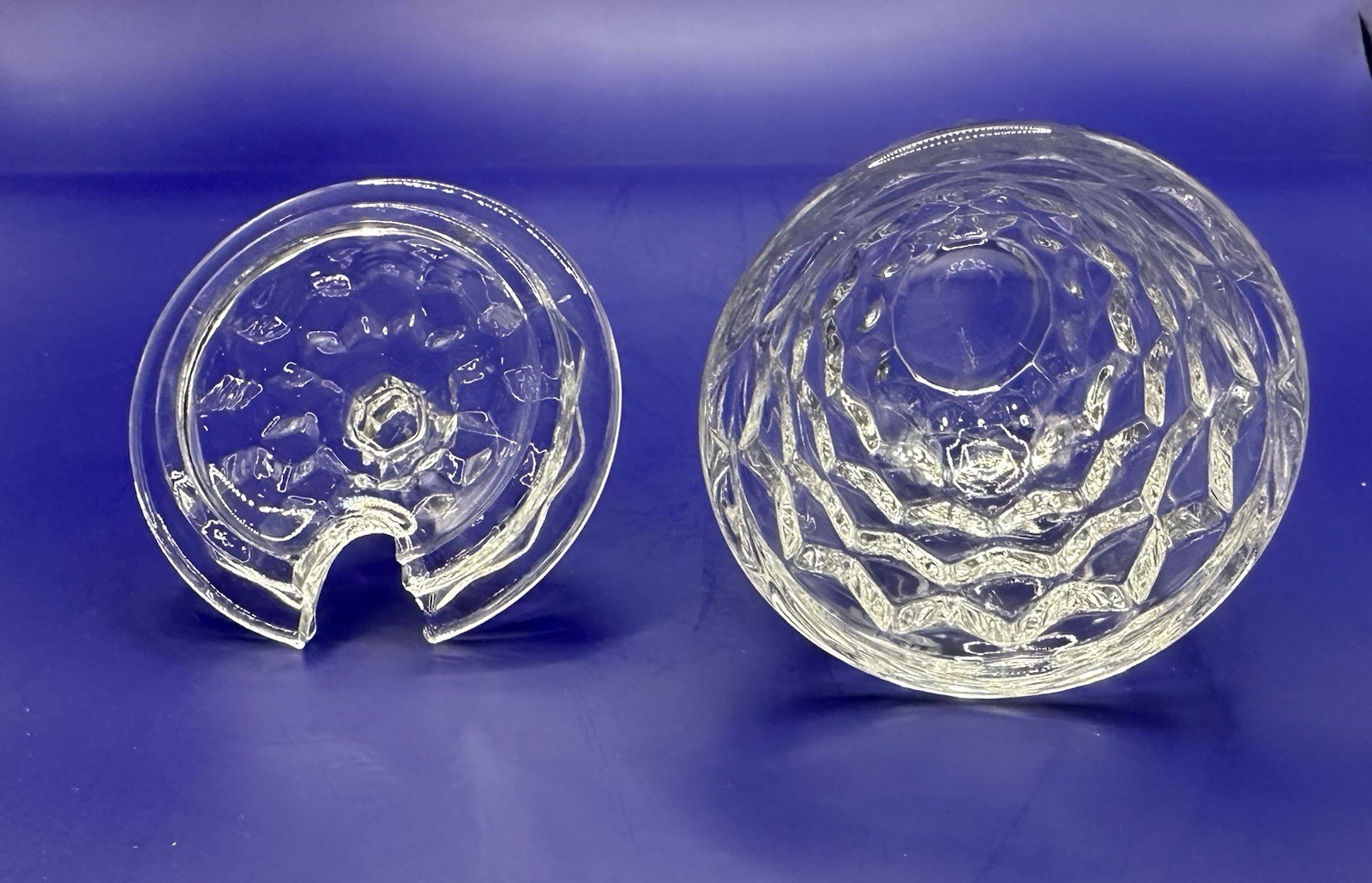 1 Set Of Fostoria American Clear 7 Piece Cloverleaf Condiment Set Used- Read-